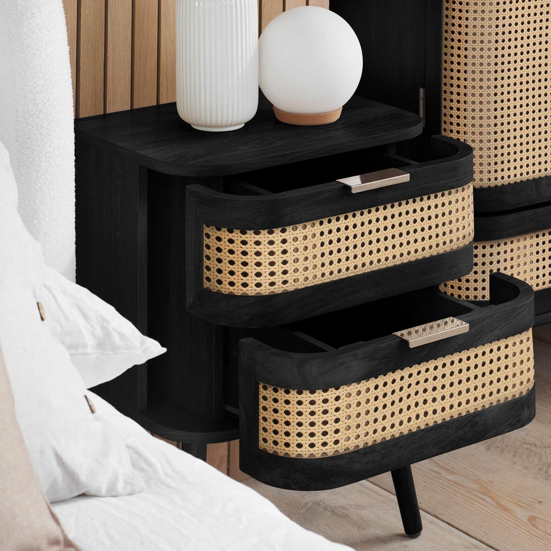 Black - Birlea - Noah 2 Drawer Bedside - 4