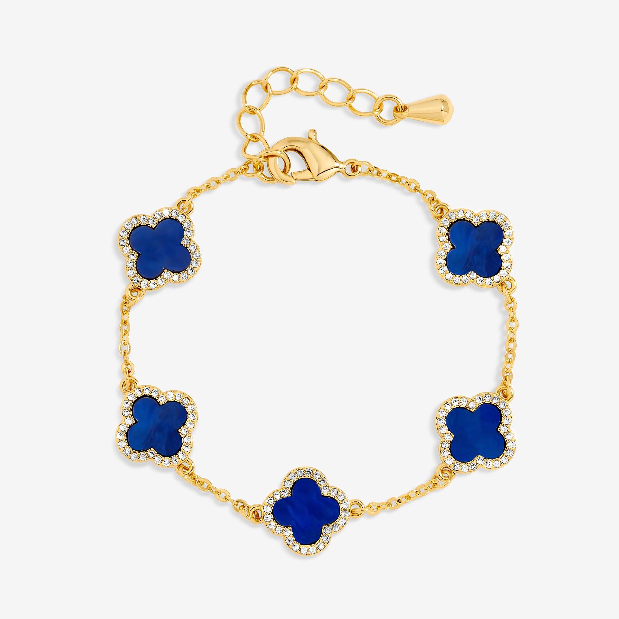 Jon Richard Jon Richard Gold Plated Lapis Clover Bracelet