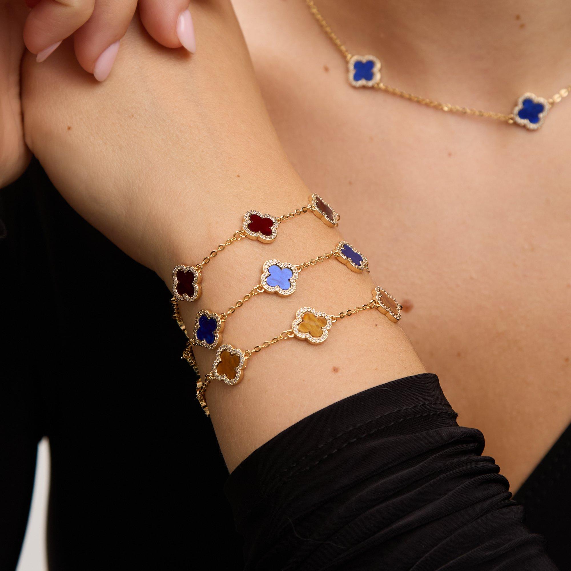 Gold - Jon Richard - Gold Plated Lapis Clover Bracelet - 2