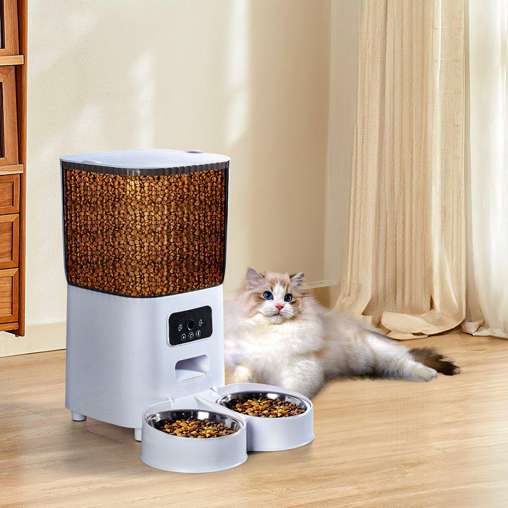 White - KIDKID PET - 5L Dual Power Pet Feeder with 2MP Video Monitoring - 2