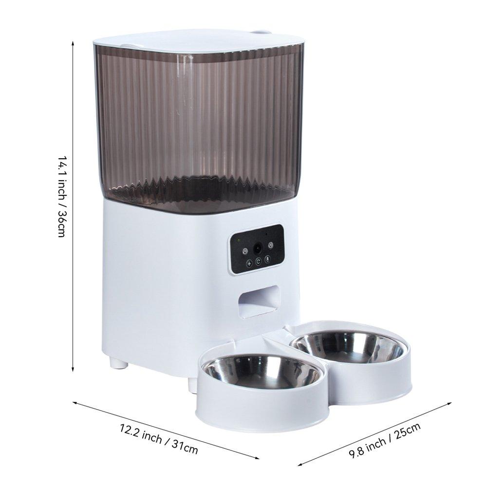 White - KIDKID PET - 5L Dual Power Pet Feeder with 2MP Video Monitoring - 8