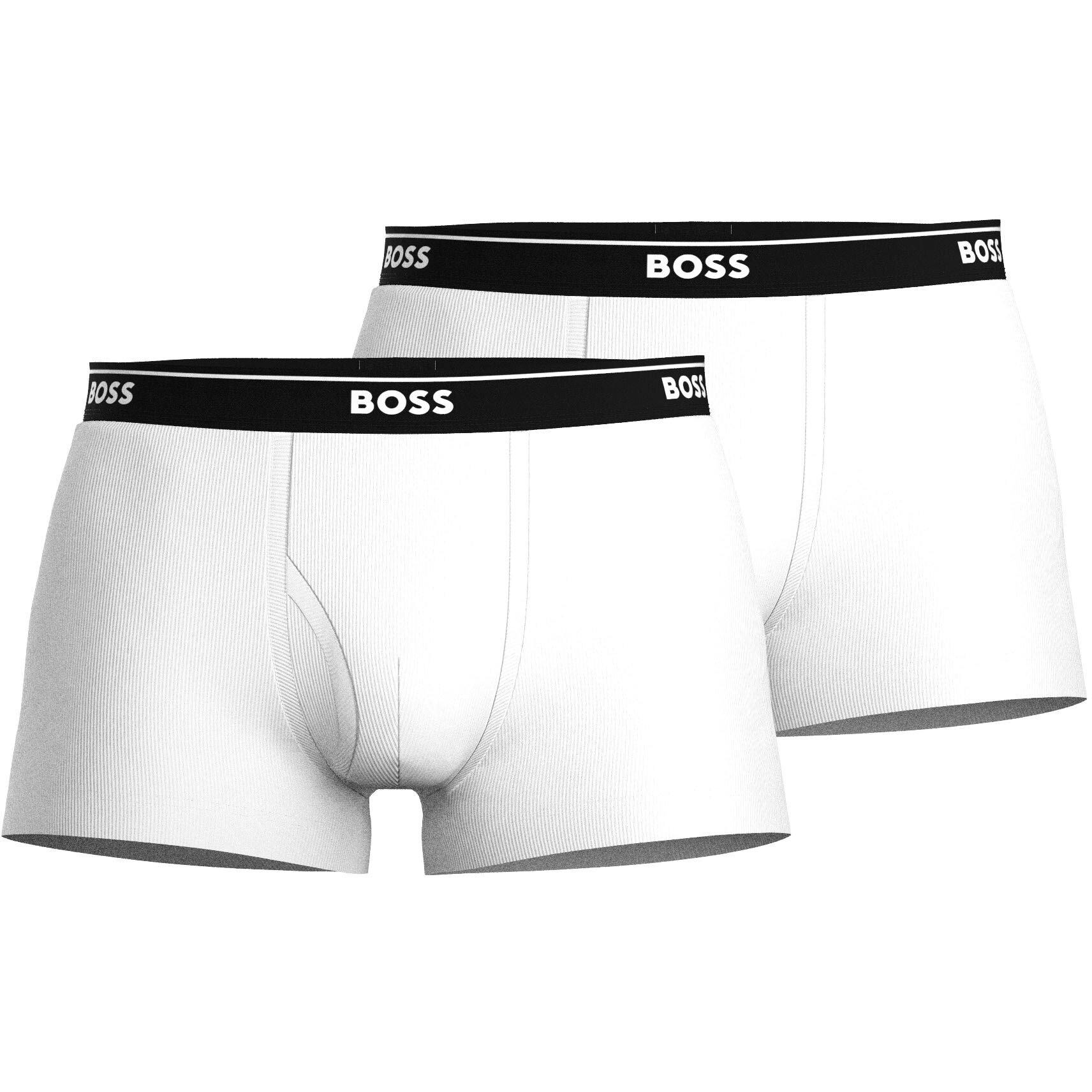 Boss Men's Bodywear 2 Pack Logo Waistband Boxers - White 100 - Small