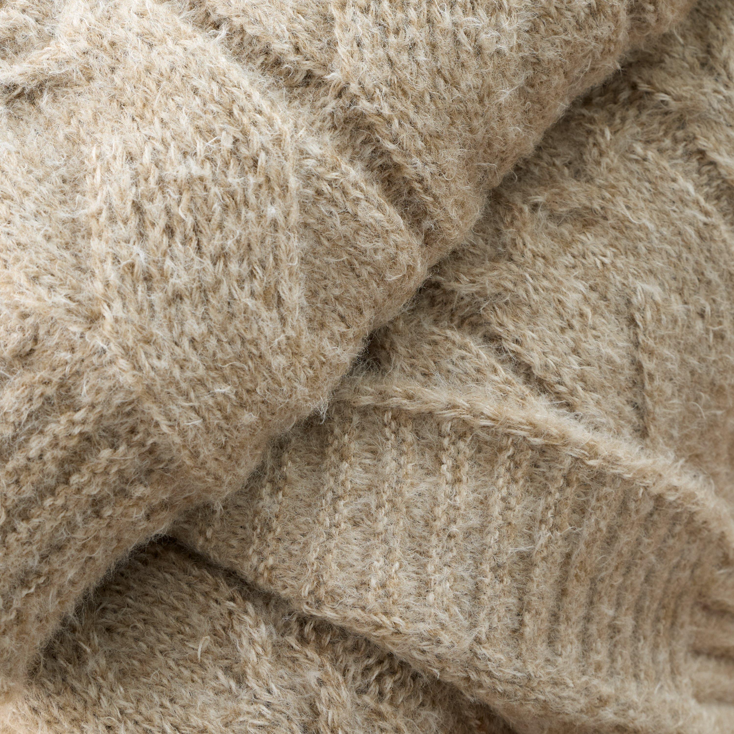Natural - Bianca - Cosy Soft Cable Knit Blanket Throw - 2