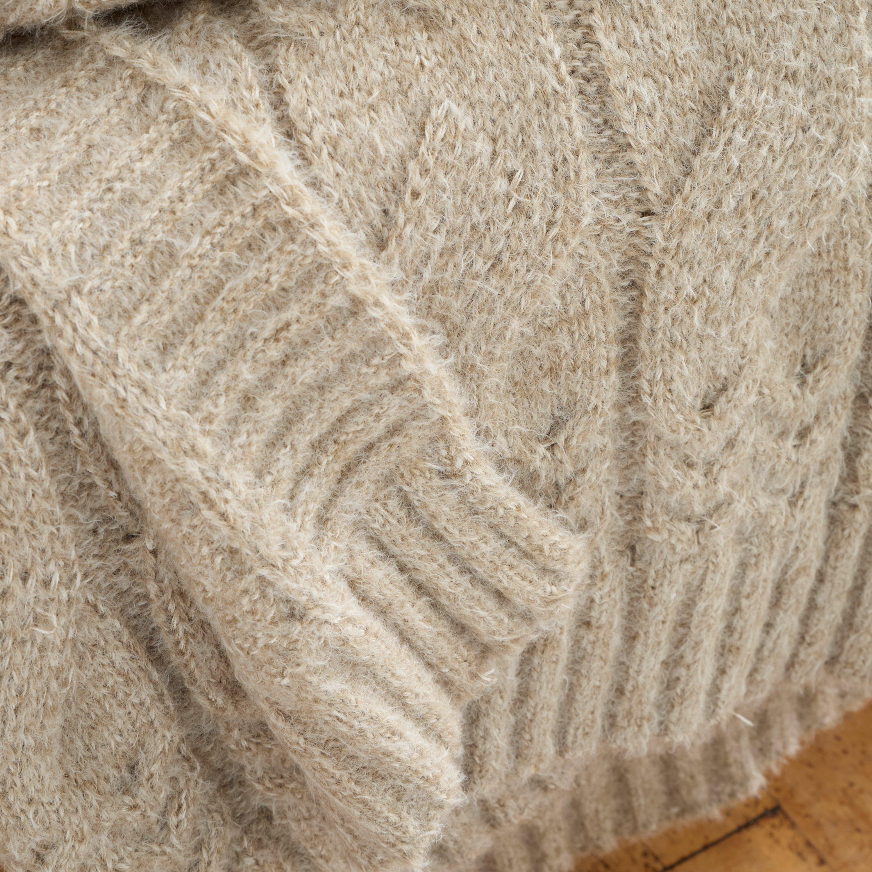 Natural - Bianca - Cosy Soft Cable Knit Blanket Throw - 3