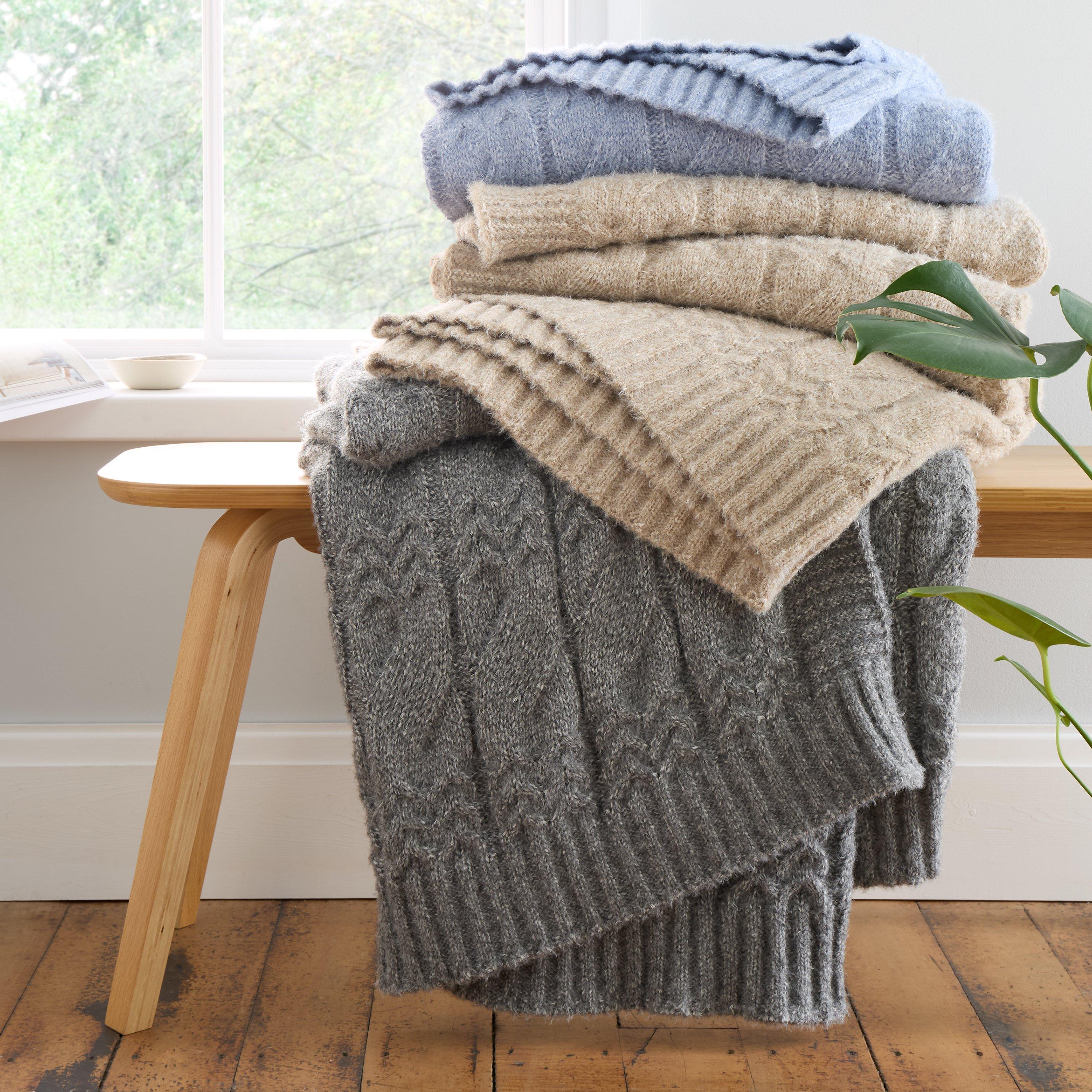 Natural - Bianca - Cosy Soft Cable Knit Blanket Throw - 4