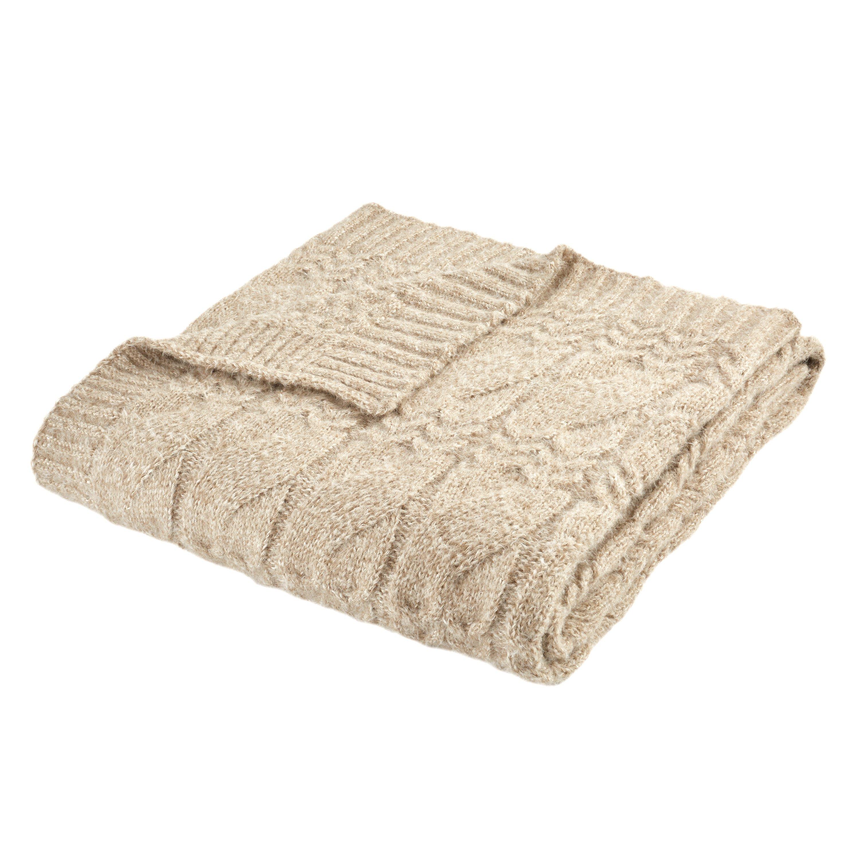Natural - Bianca - Cosy Soft Cable Knit Blanket Throw - 5