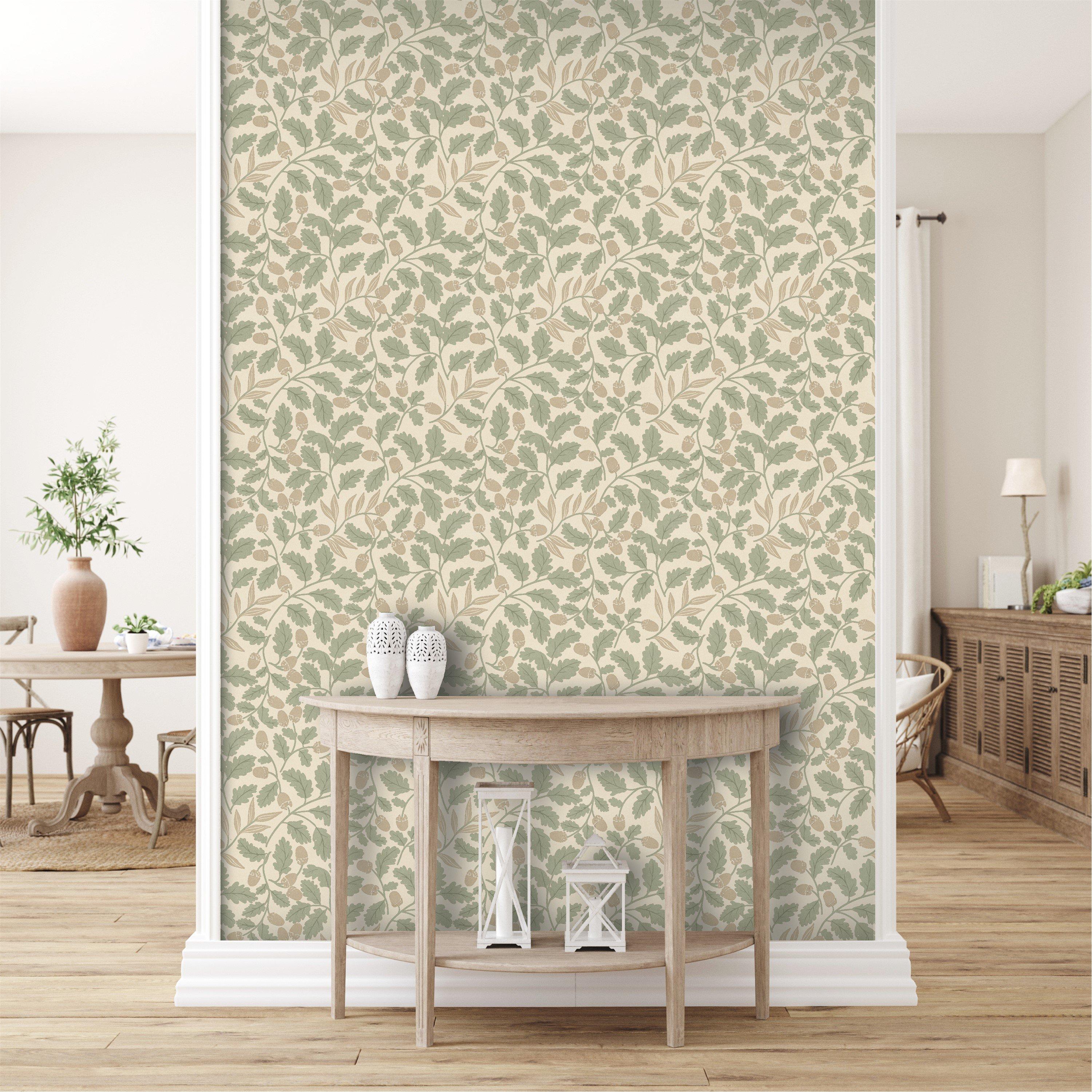 Green - Arthouse - Acorn Trail Sage Wallpaper - 2