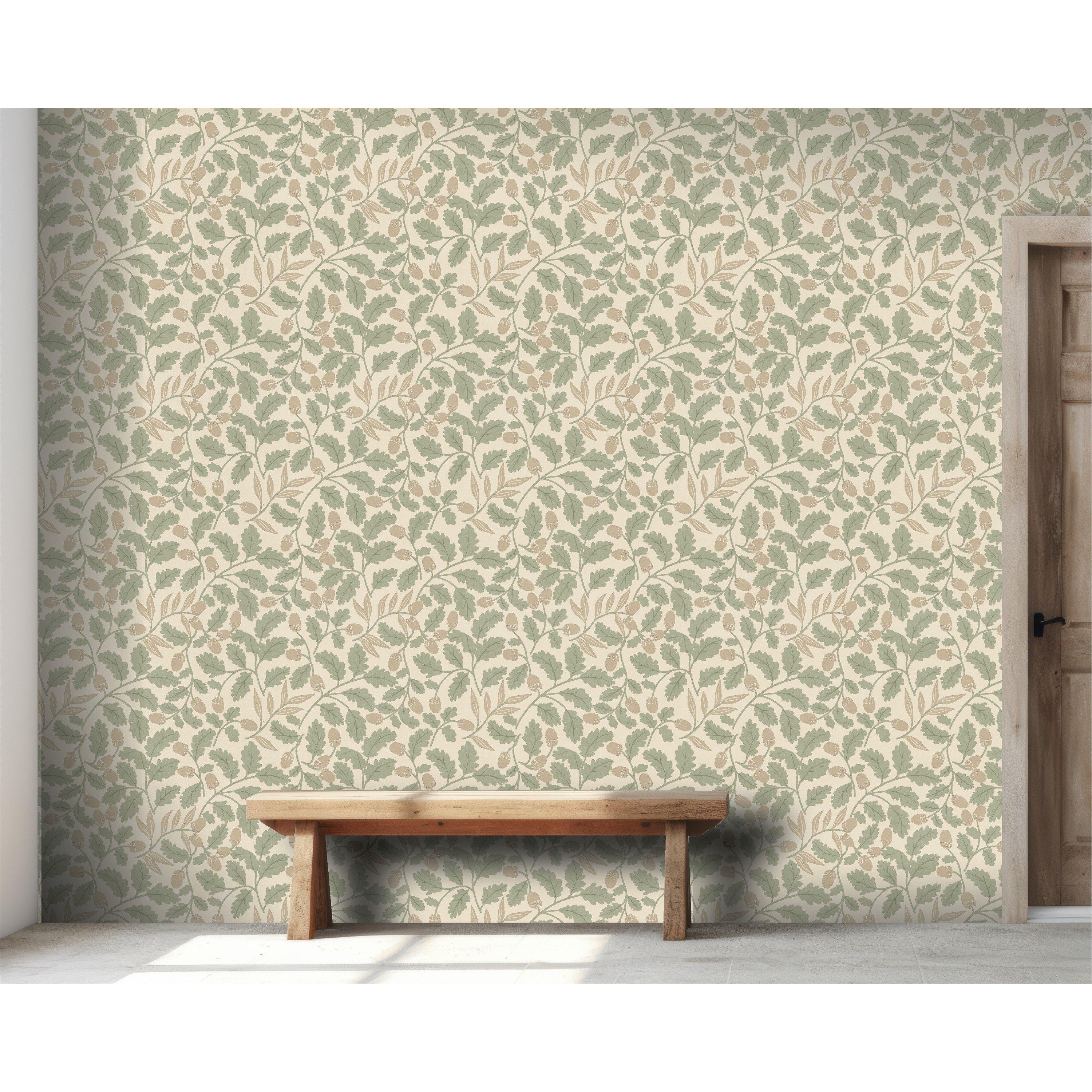 Green - Arthouse - Acorn Trail Sage Wallpaper - 4