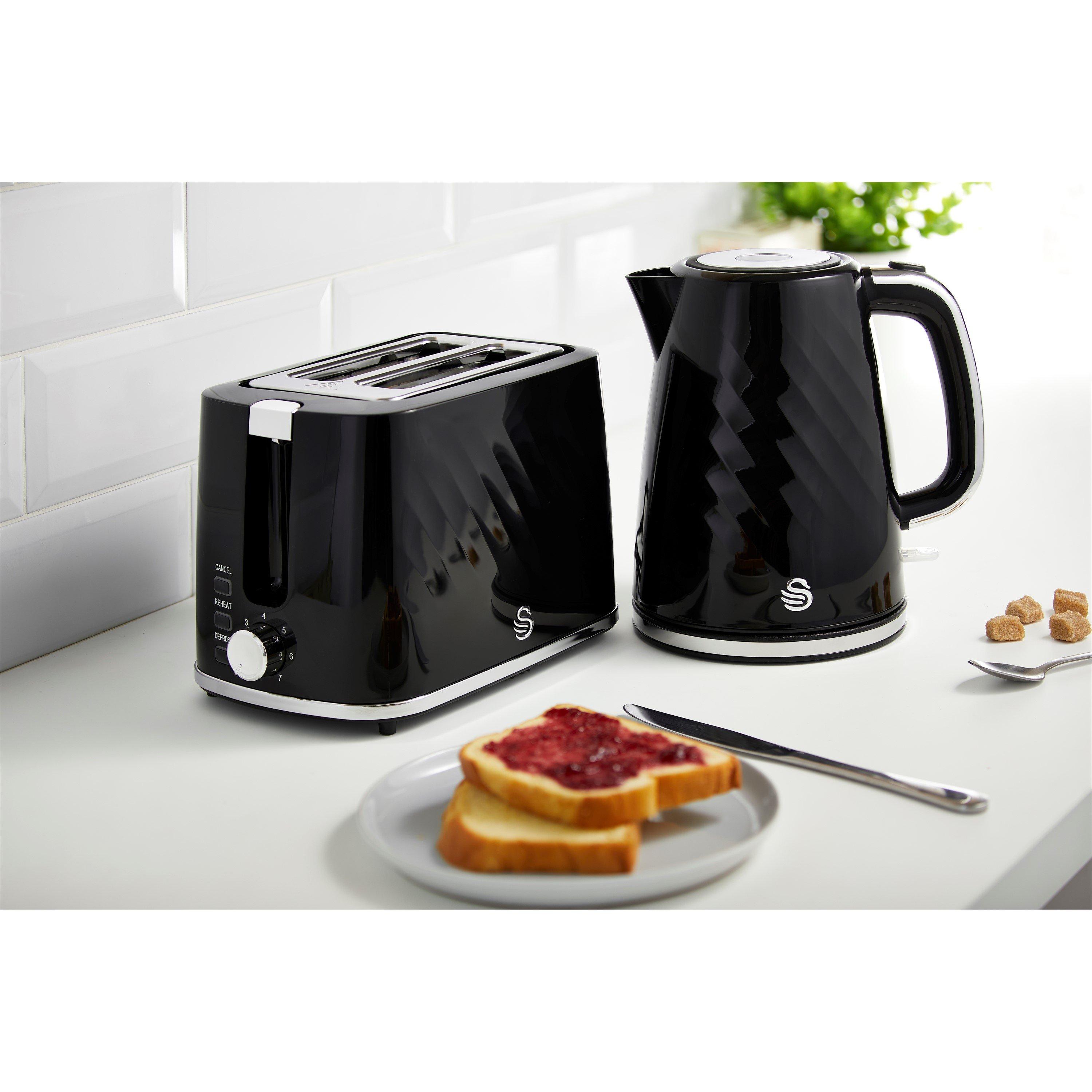 None - Swan - Swan Windsor 1.7L Kettle + 2 Slice Toaster Black - 8