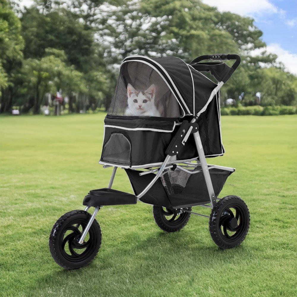 Black - KIDKID PET - Foldable Pet Stroller for Cats and Dogs - 2