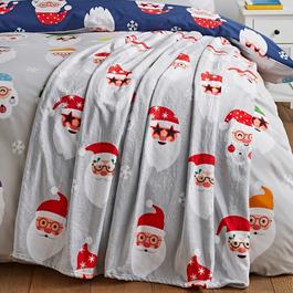Catherine Lansfield Christmas Santa Spec-Tacular Fleece Blanket Throw
