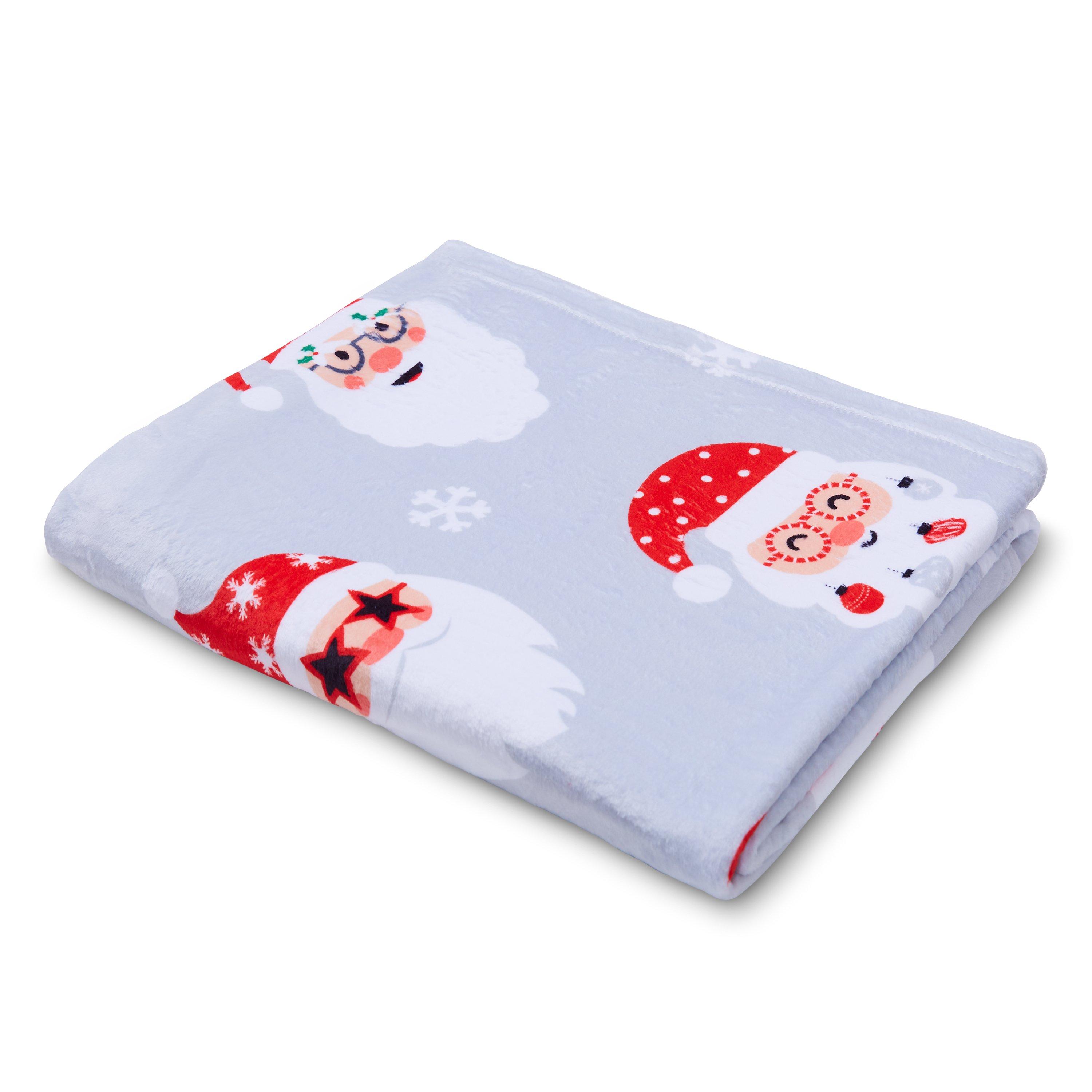 Grey - Catherine Lansfield - Christmas Santa Spec-Tacular Fleece Blanket Throw - 3