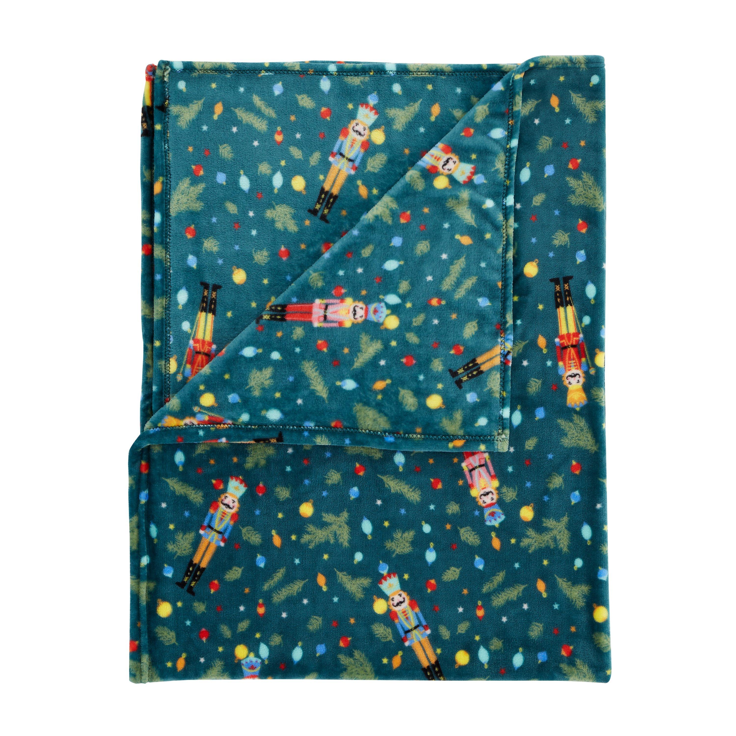 Green - Catherine Lansfield - Christmas Nutcracker Fleece Cosy Blanket Throw - 3
