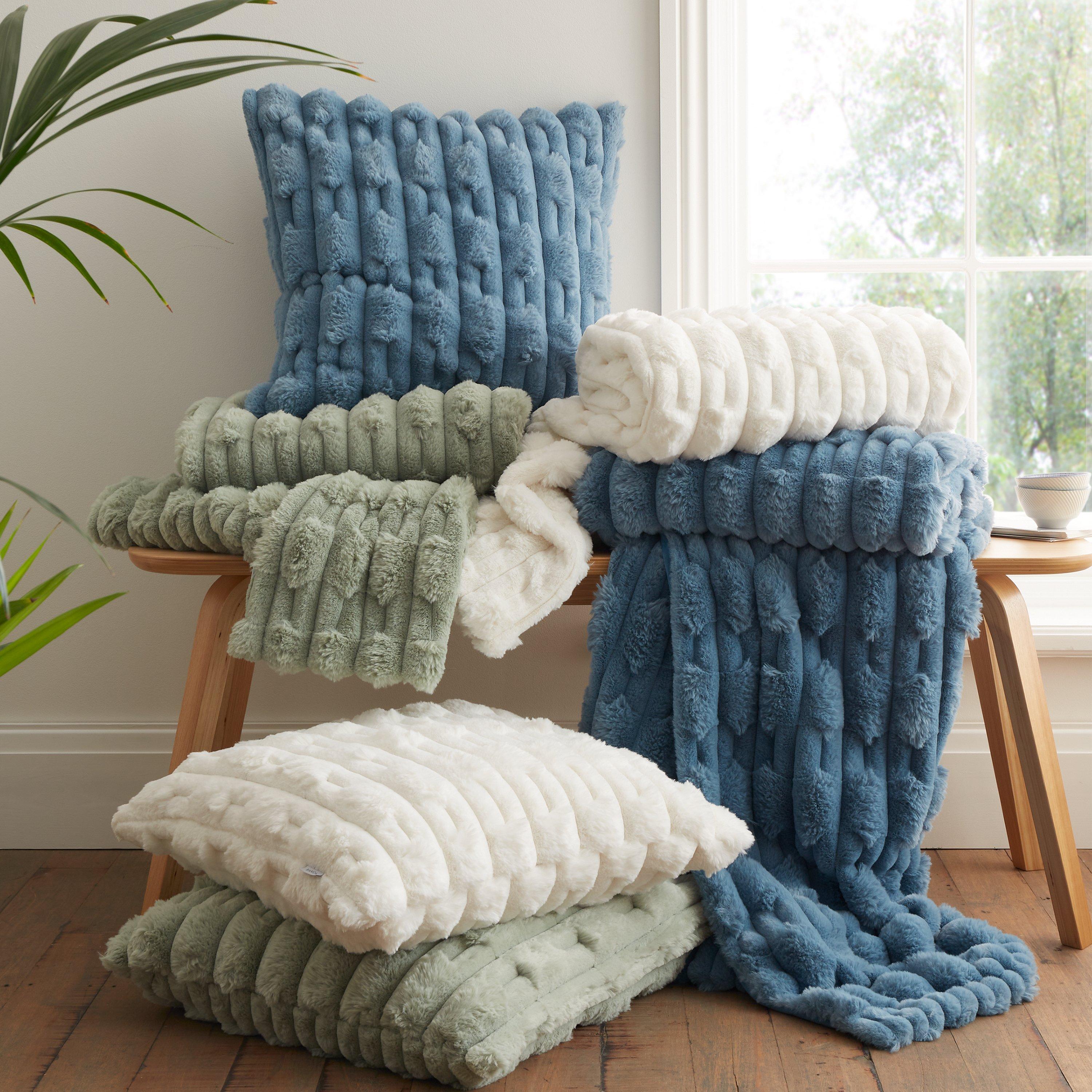 Cream - Bianca - So Soft Carved Faux Fur Blanket Throw - 4