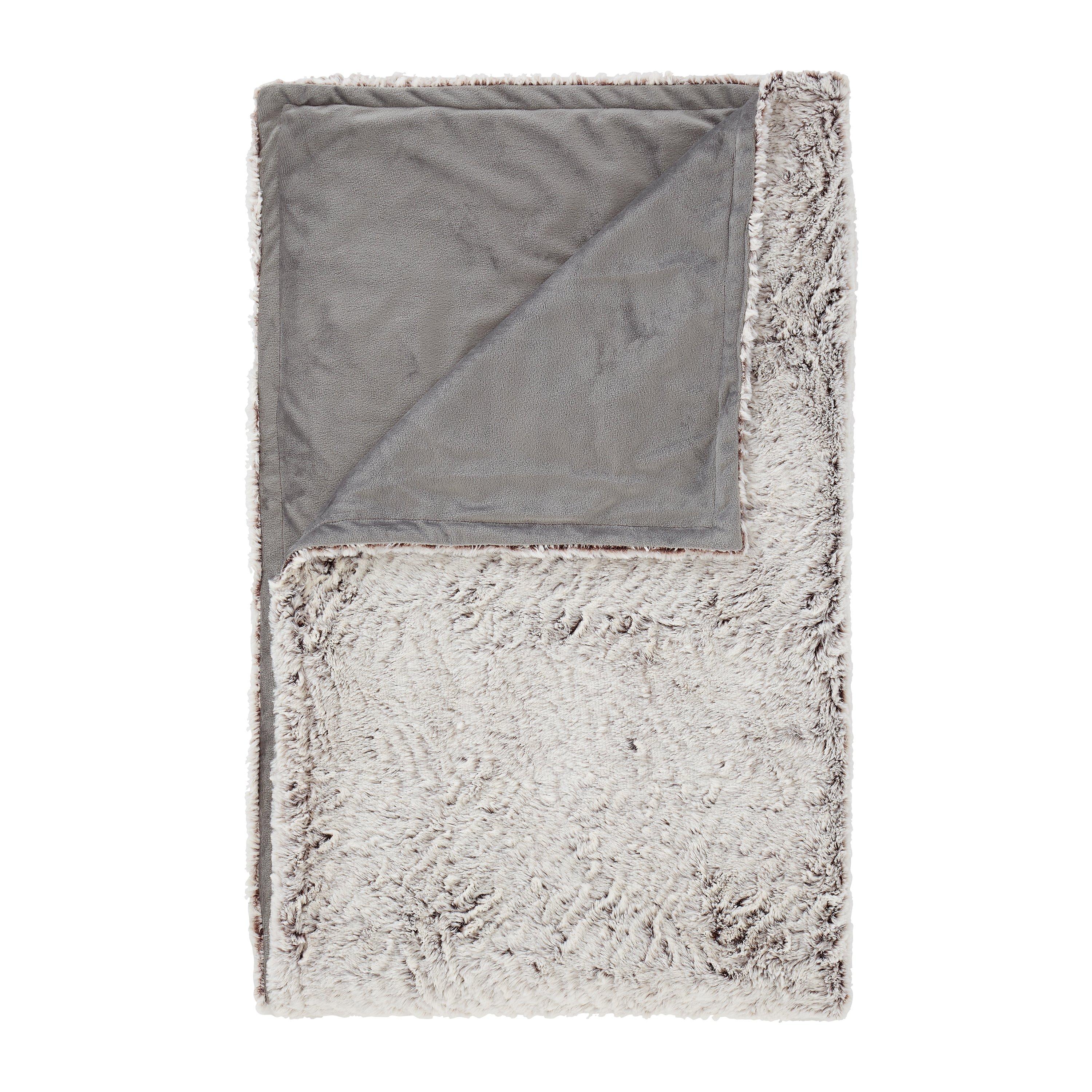Neutral - Catherine Lansfield - Wolf Faux Fur Blanket Throw Neutral - 5