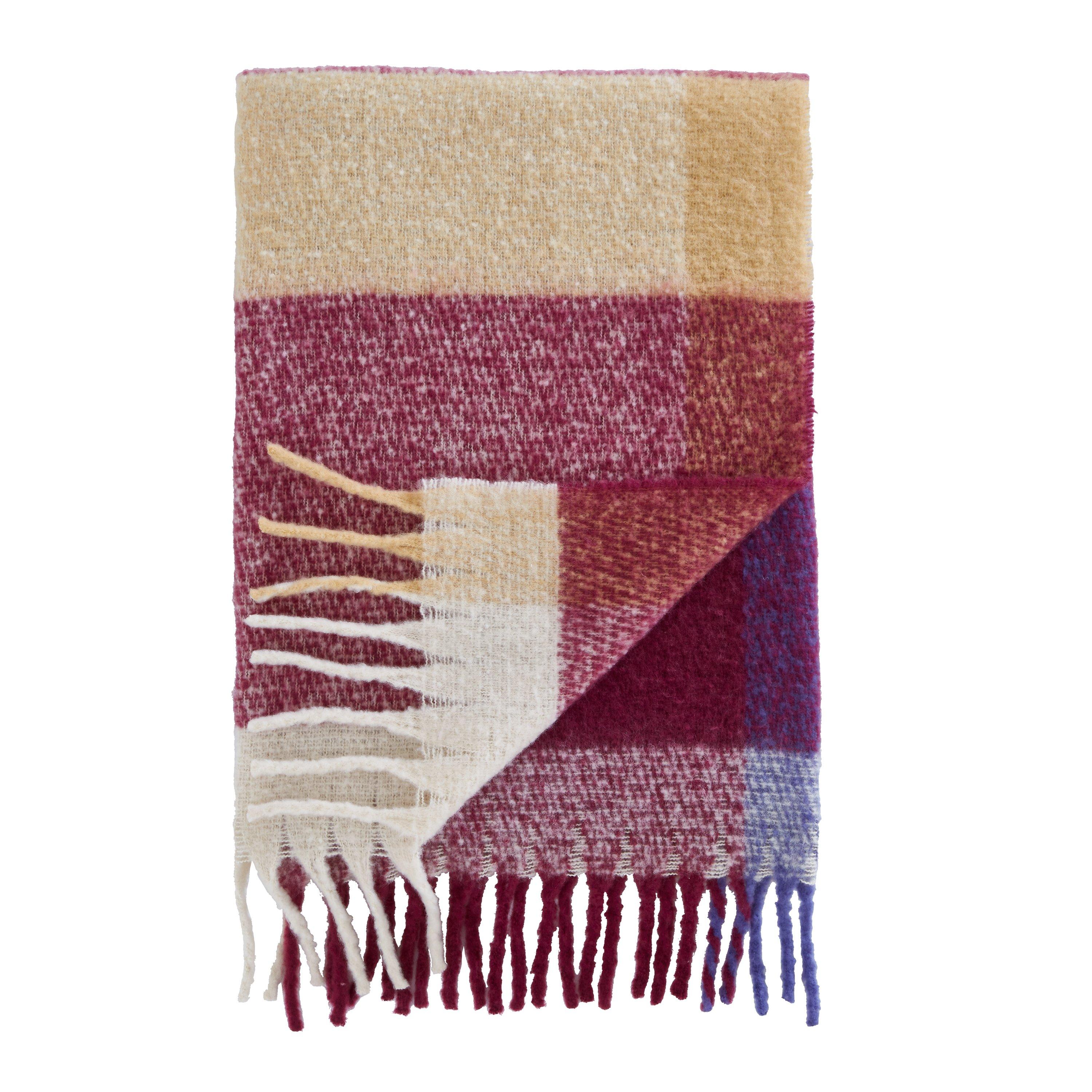 Plum - Catherine Lansfield - Faux Mohair Check Blanket Throw - 4