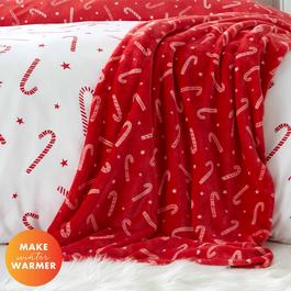 Catherine Lansfield Christmas Cane Cosy Fleece Blanket Throw