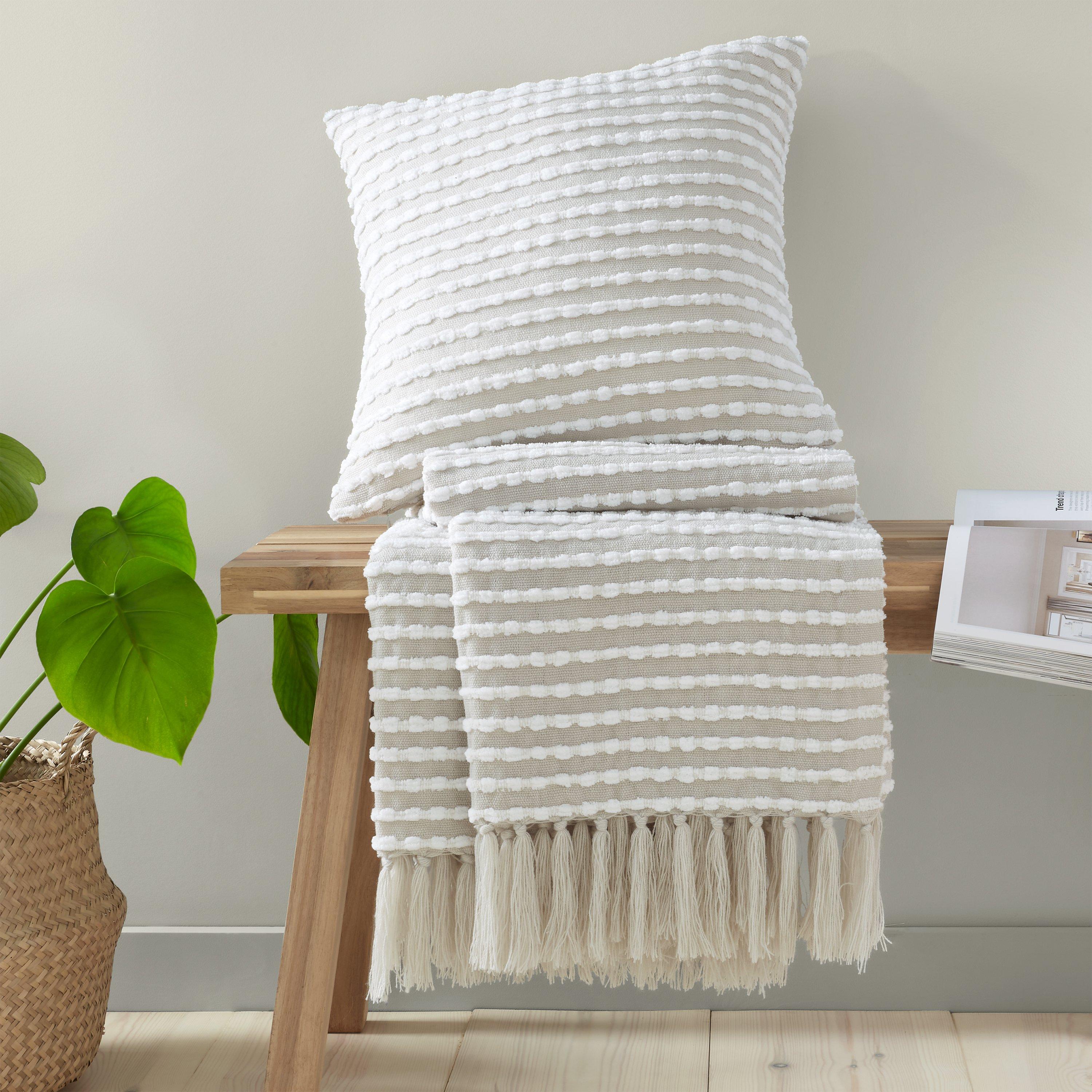 Natural - Catherine Lansfield - Stab Stitch Blanket Throw - 4