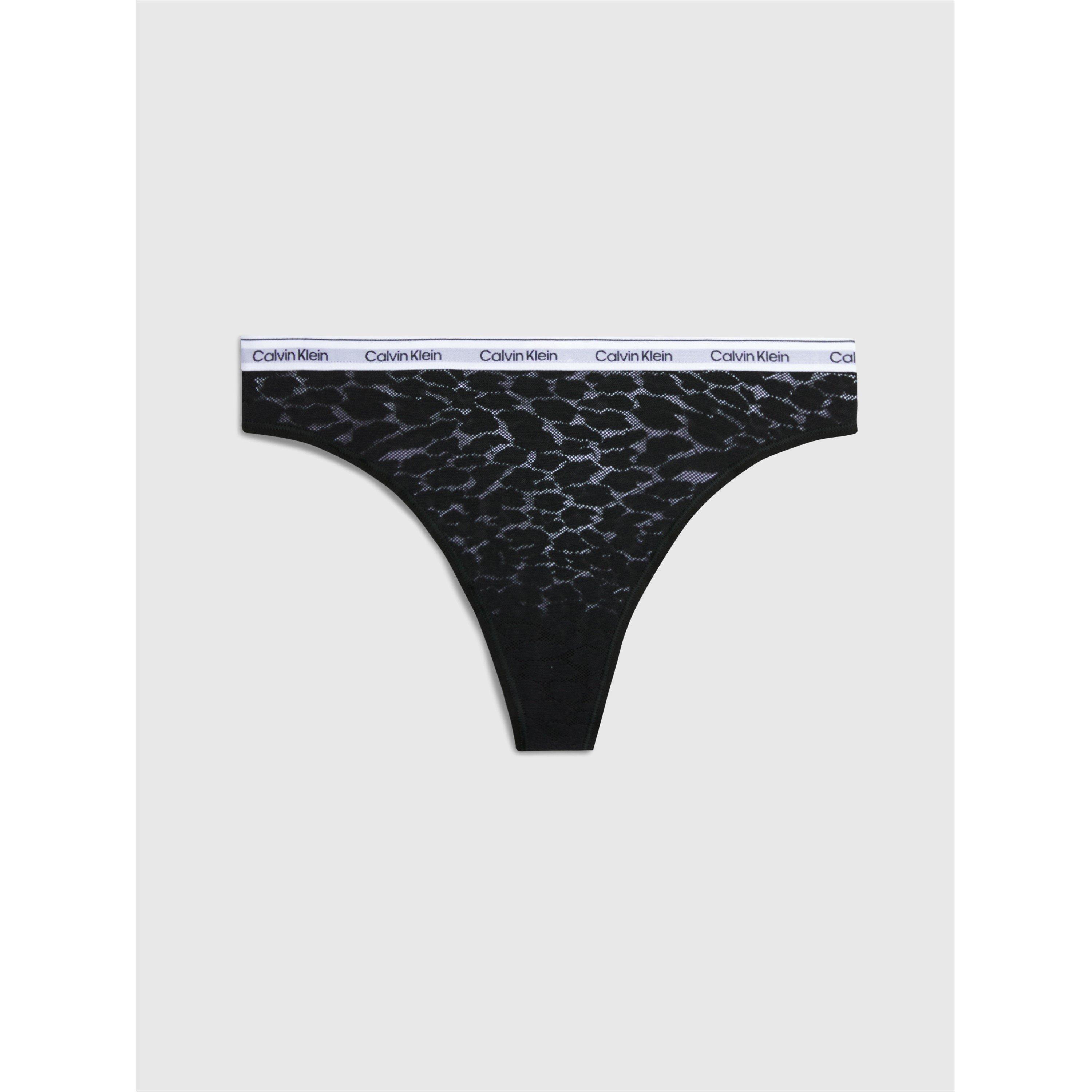 Zwart - Calvin Klein - Modern Cotton Lace Thong - 4