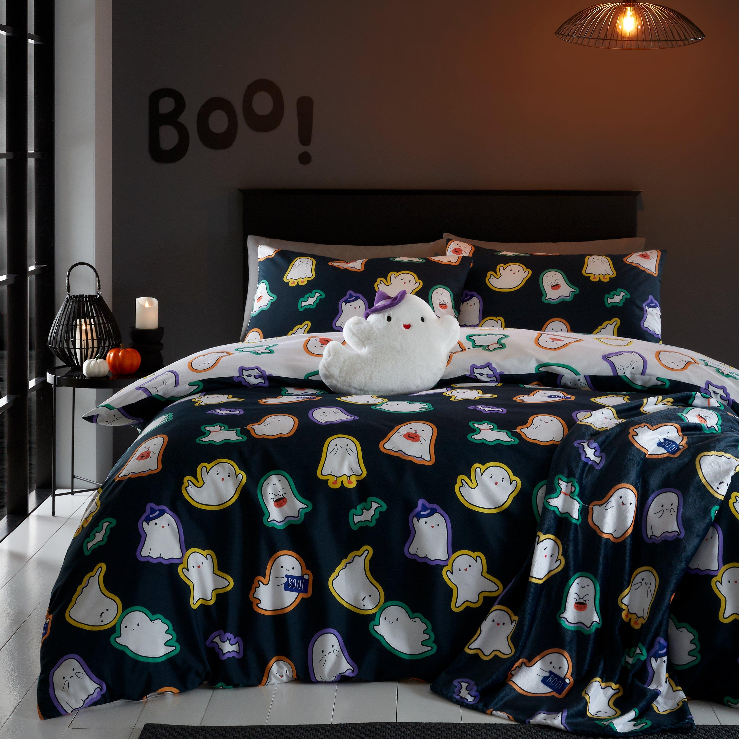 Black - Catherine Lansfield - Halloween Ghosts Cosy Fleece Blanket Throw - 2