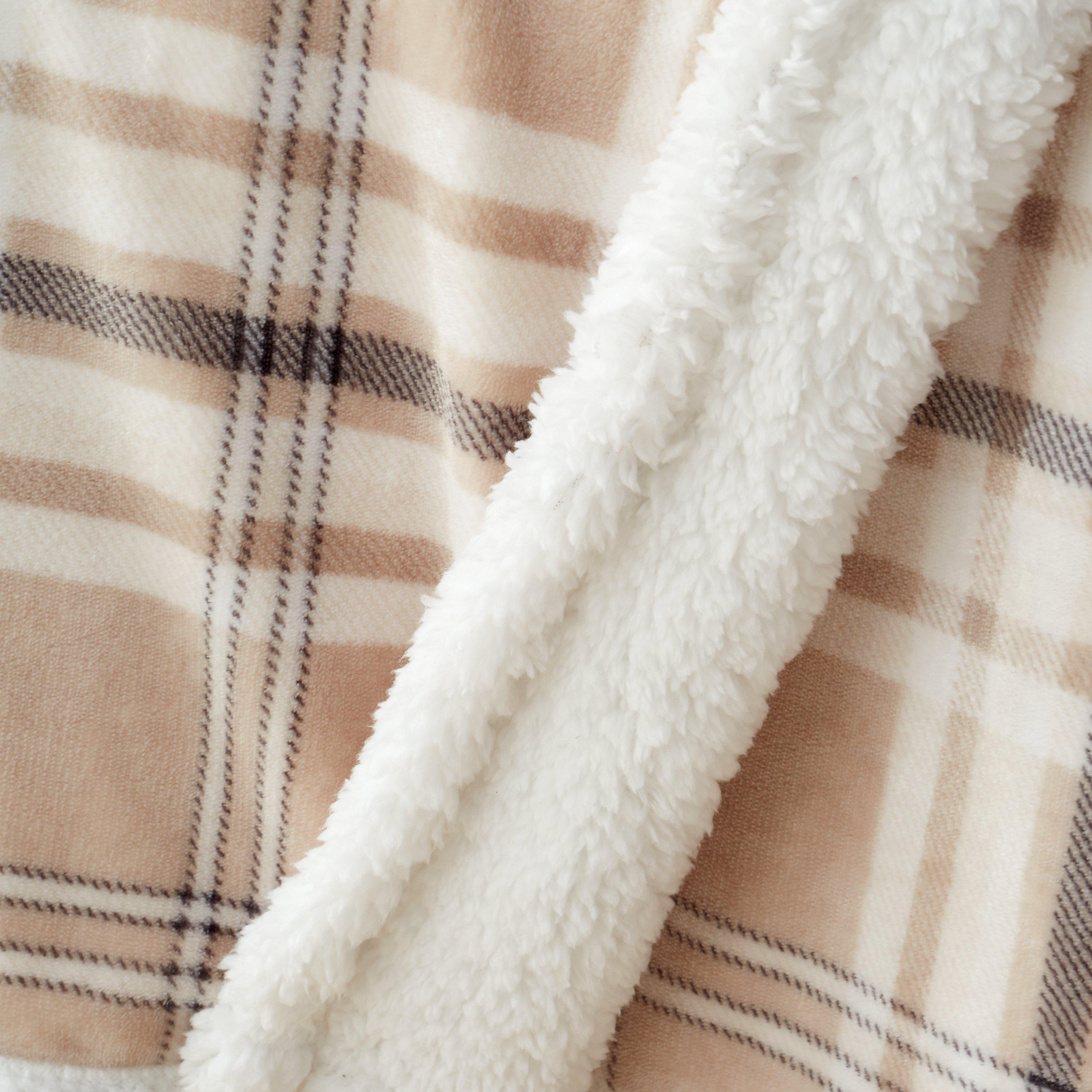Natural - Catherine Lansfield - Cosy Kelso Check Blanket Throw - 3