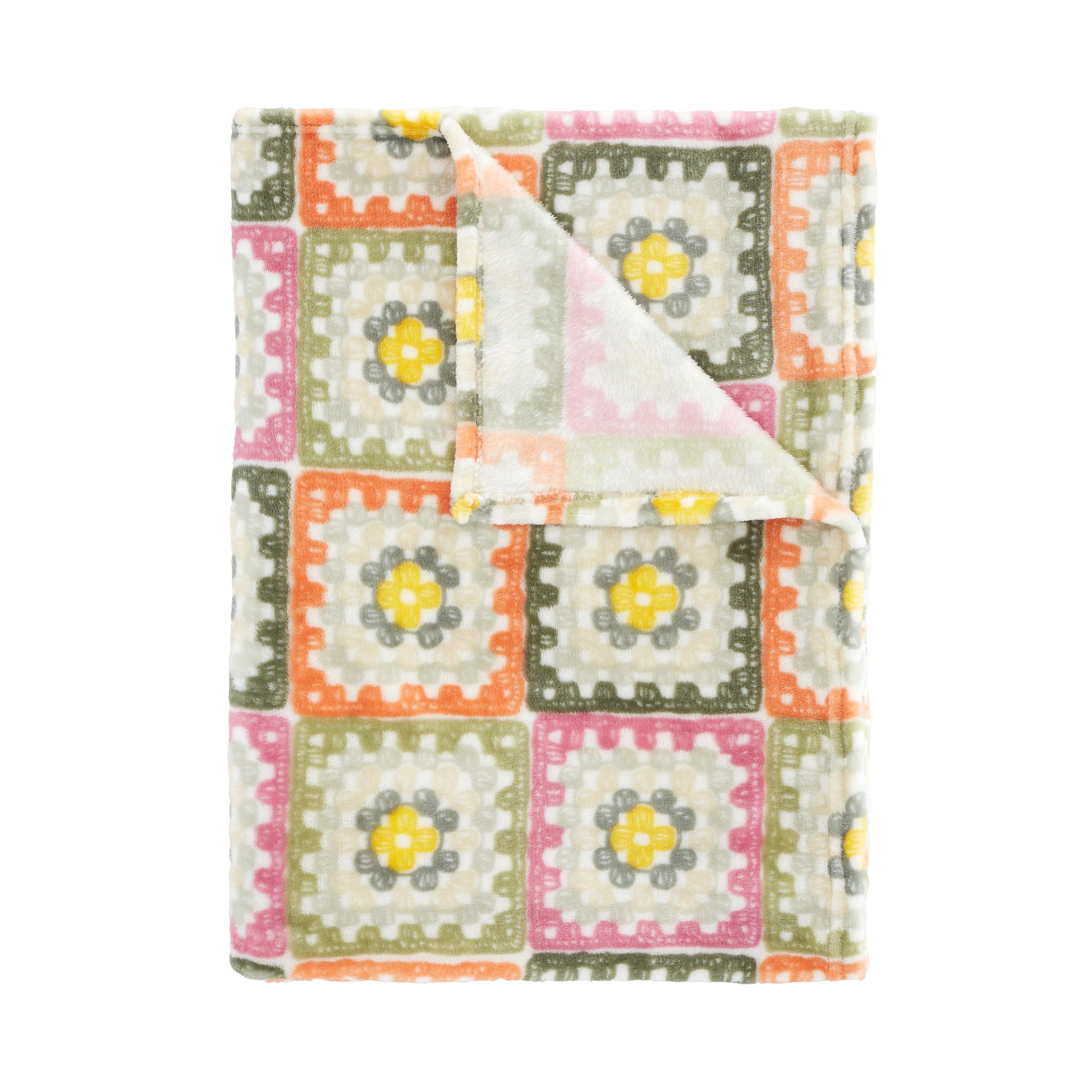 Green - Catherine Lansfield - Crochet Print Blanket Throw - 4