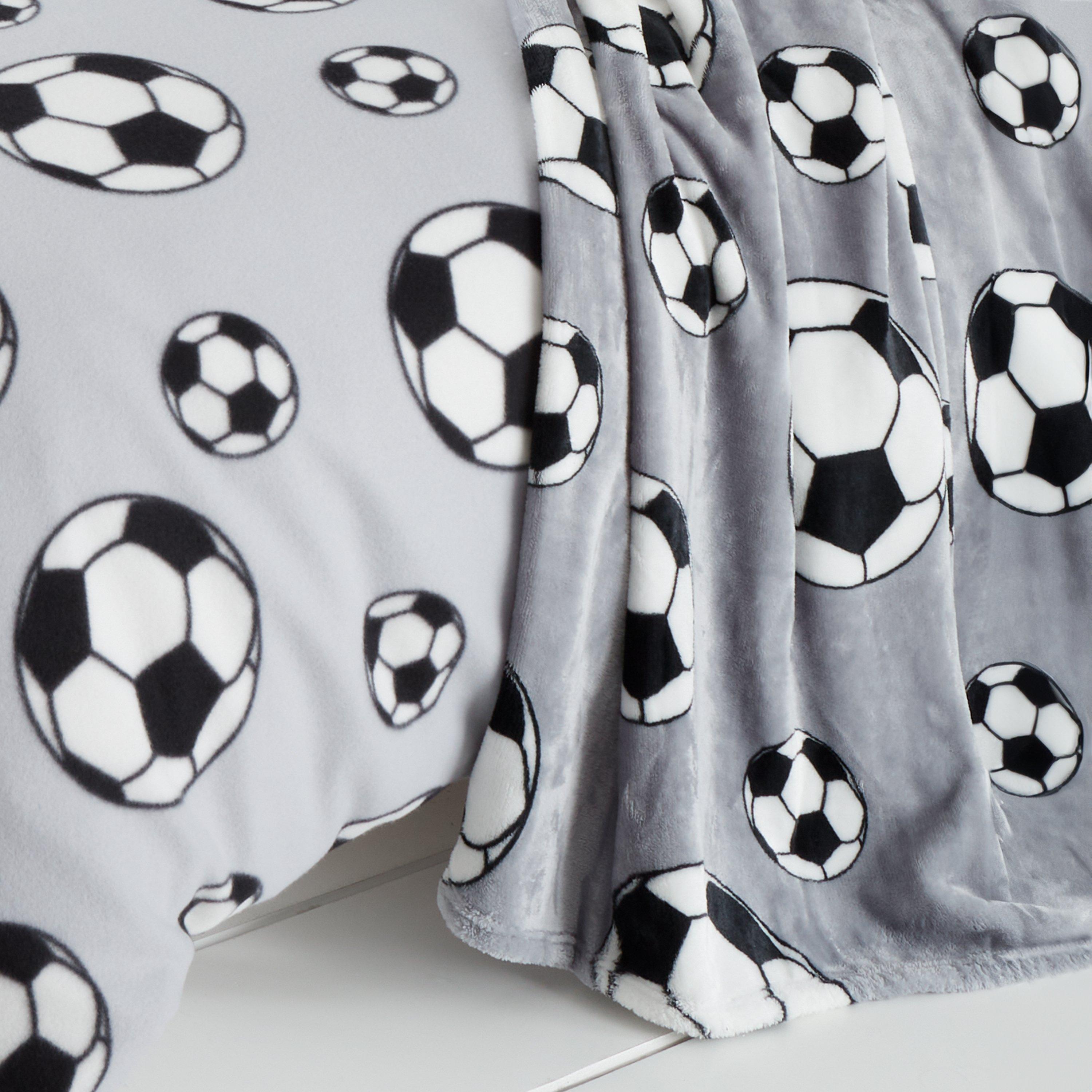 Grey - Catherine Lansfield - Cosy Football Fleece Blanket Throw - 1
