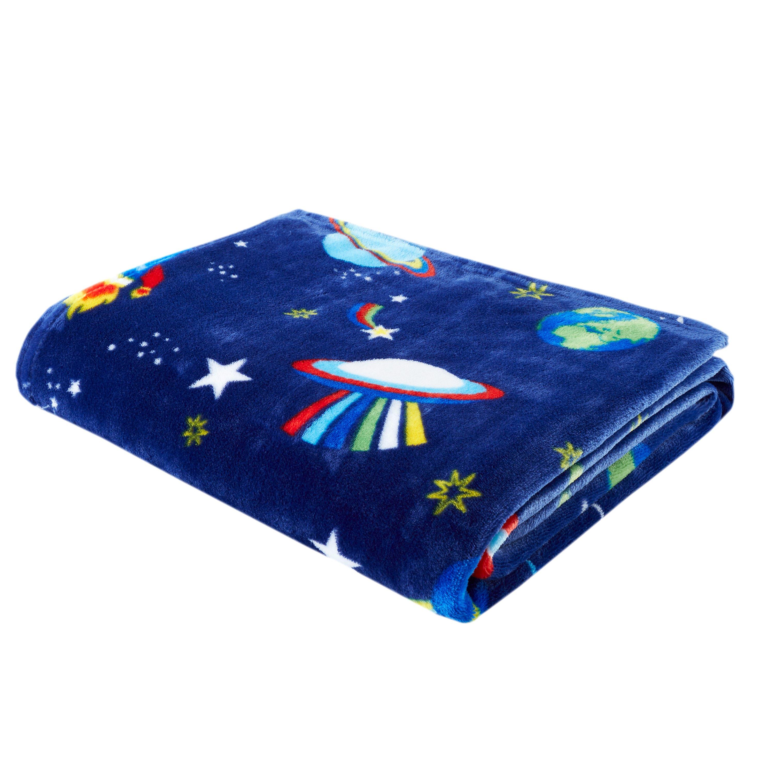 Blue - Catherine Lansfield - Lost In Space Cosy Fleece Blanket Throw - 3