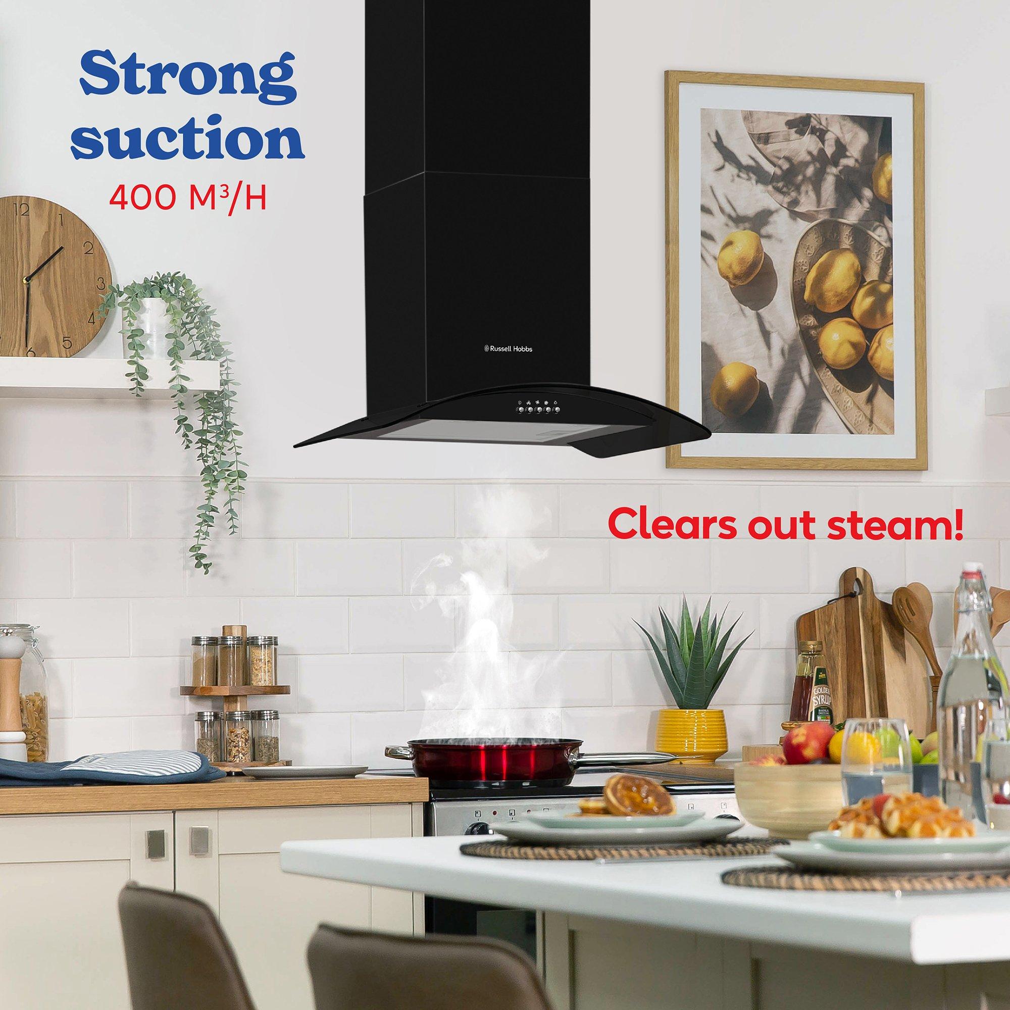 Black - Russell Hobbs - RHGCH901B-M Black Steel & Glass Cooker Hood - 3