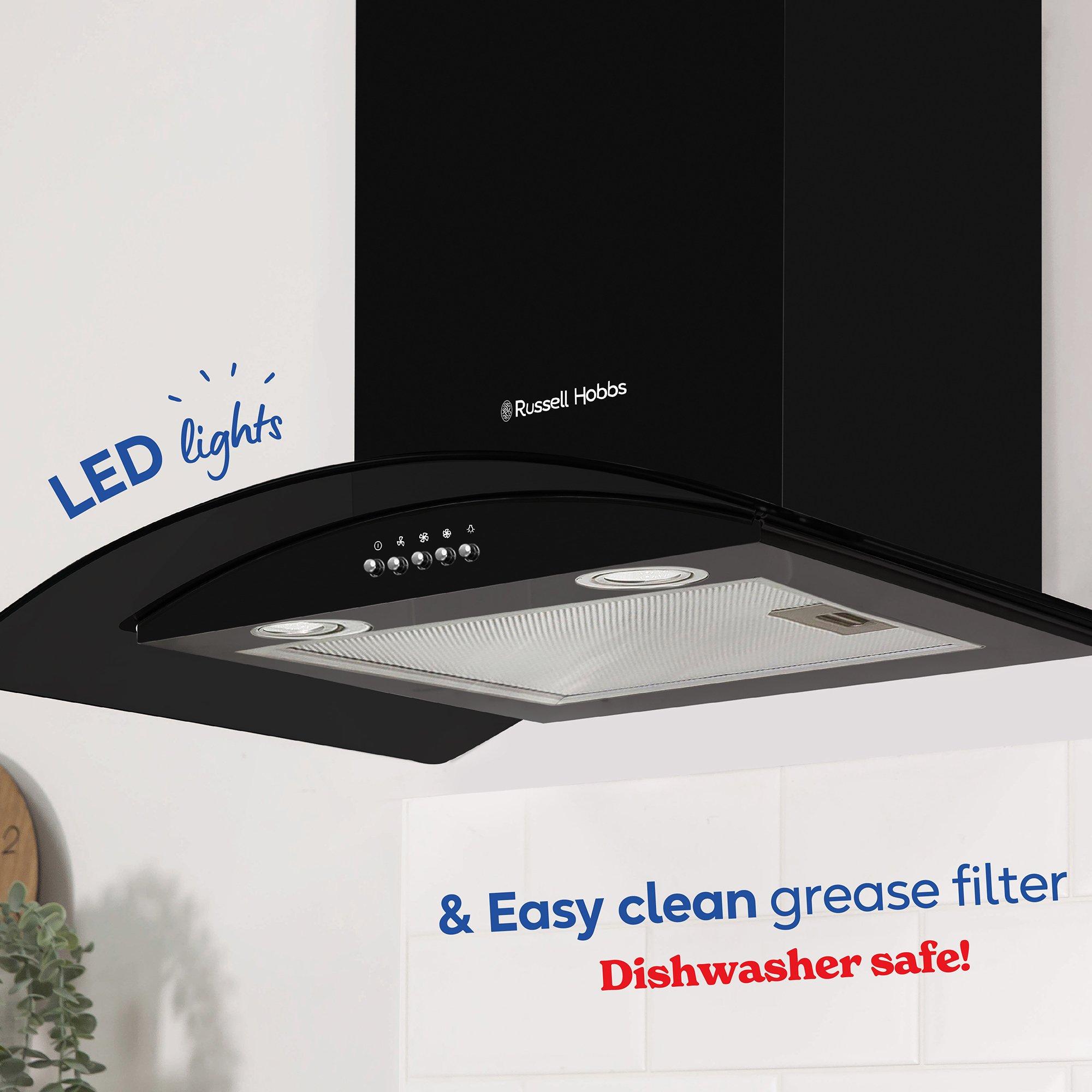 Black - Russell Hobbs - RHGCH901B-M Black Steel & Glass Cooker Hood - 6