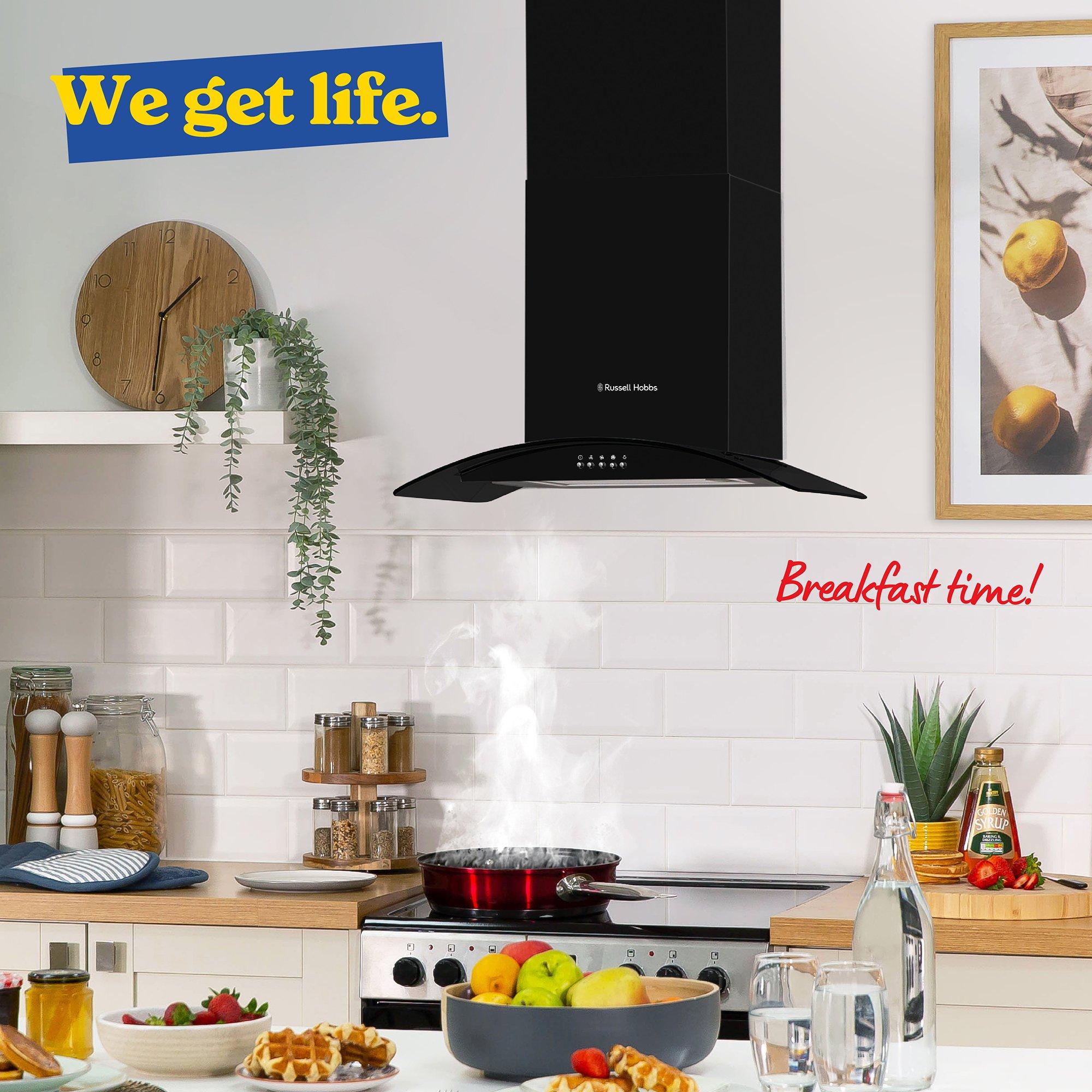 Black - Russell Hobbs - RHGCH901B-M Black Steel & Glass Cooker Hood - 7