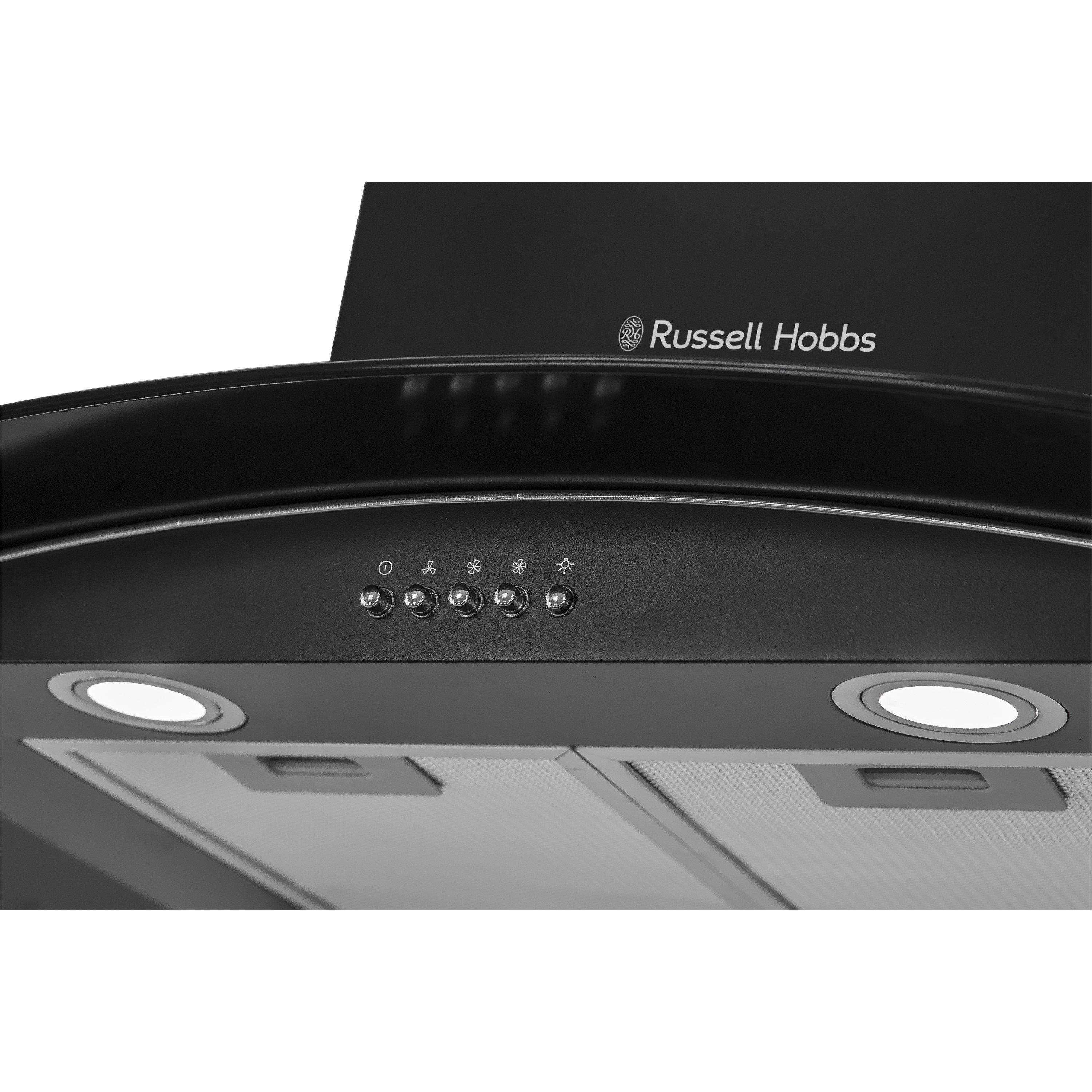 Black - Russell Hobbs - RHGCH901B-M Black Steel & Glass Cooker Hood - 9