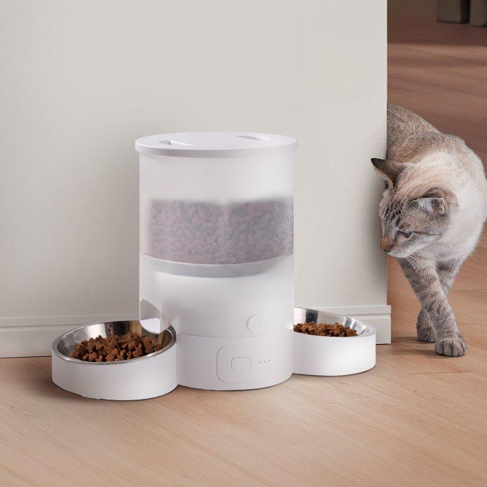 Kidkid Pet  3L Double Bowl Automatic Pet Feeder - White