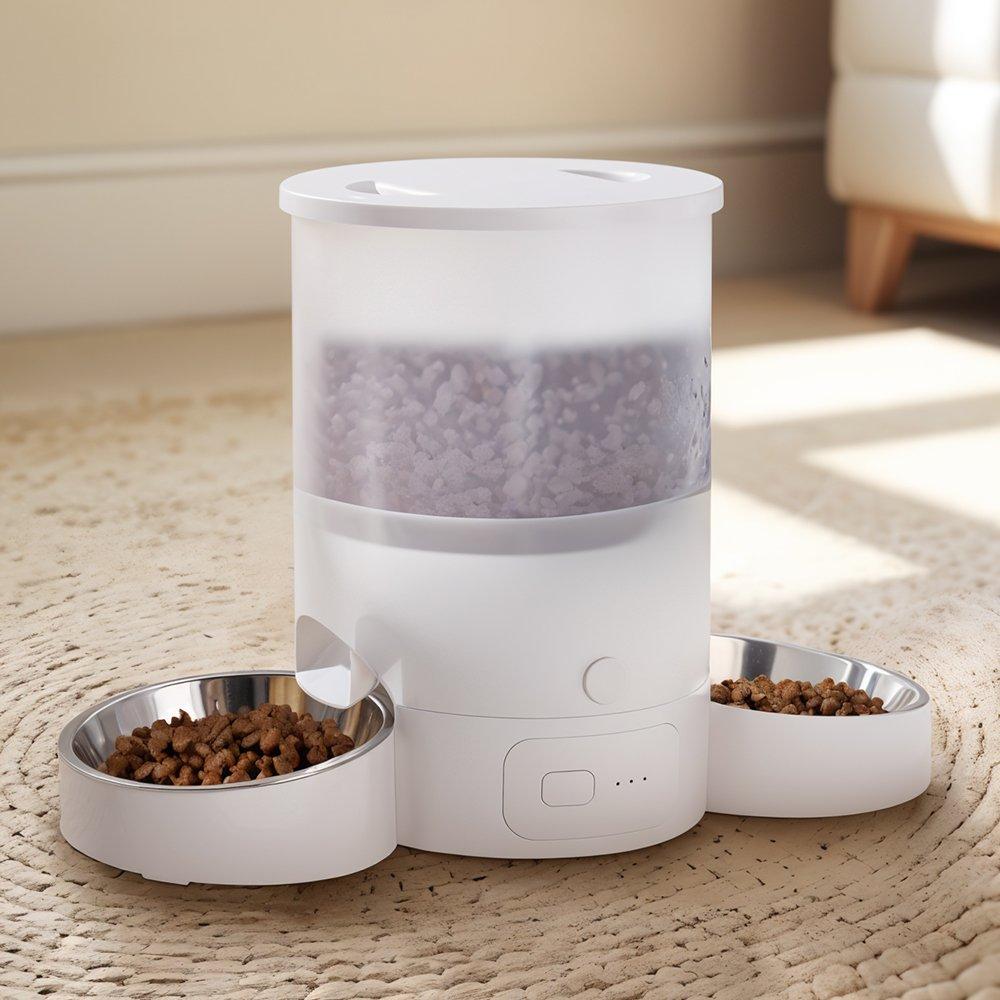 White - KIDKID PET - 3L Double Bowl Automatic Pet Feeder - 2