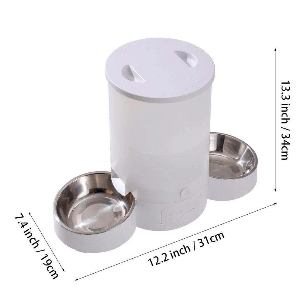 White - KIDKID PET - 3L Double Bowl Automatic Pet Feeder - 8
