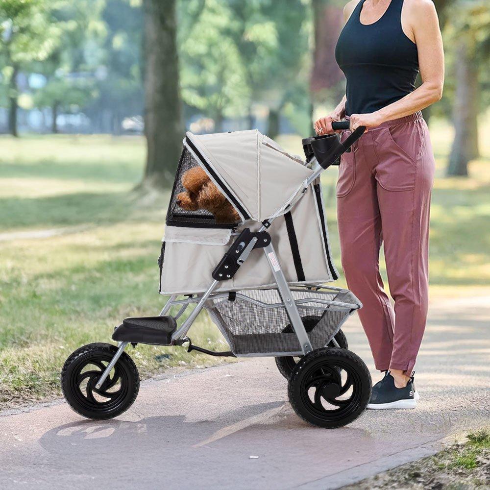 Light Grey - KIDKID PET - Foldable Pet Stroller for Cats and Dogs - 2