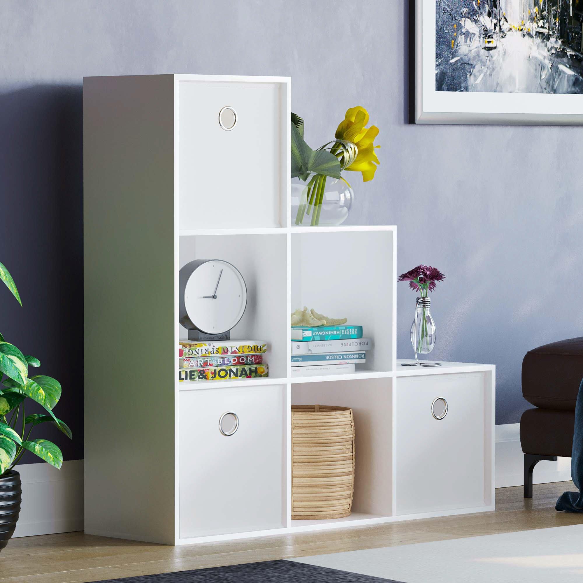 White - Lassic - 6 Cube Storage Unit (W) + Set of 3 Storage Cubes - 1