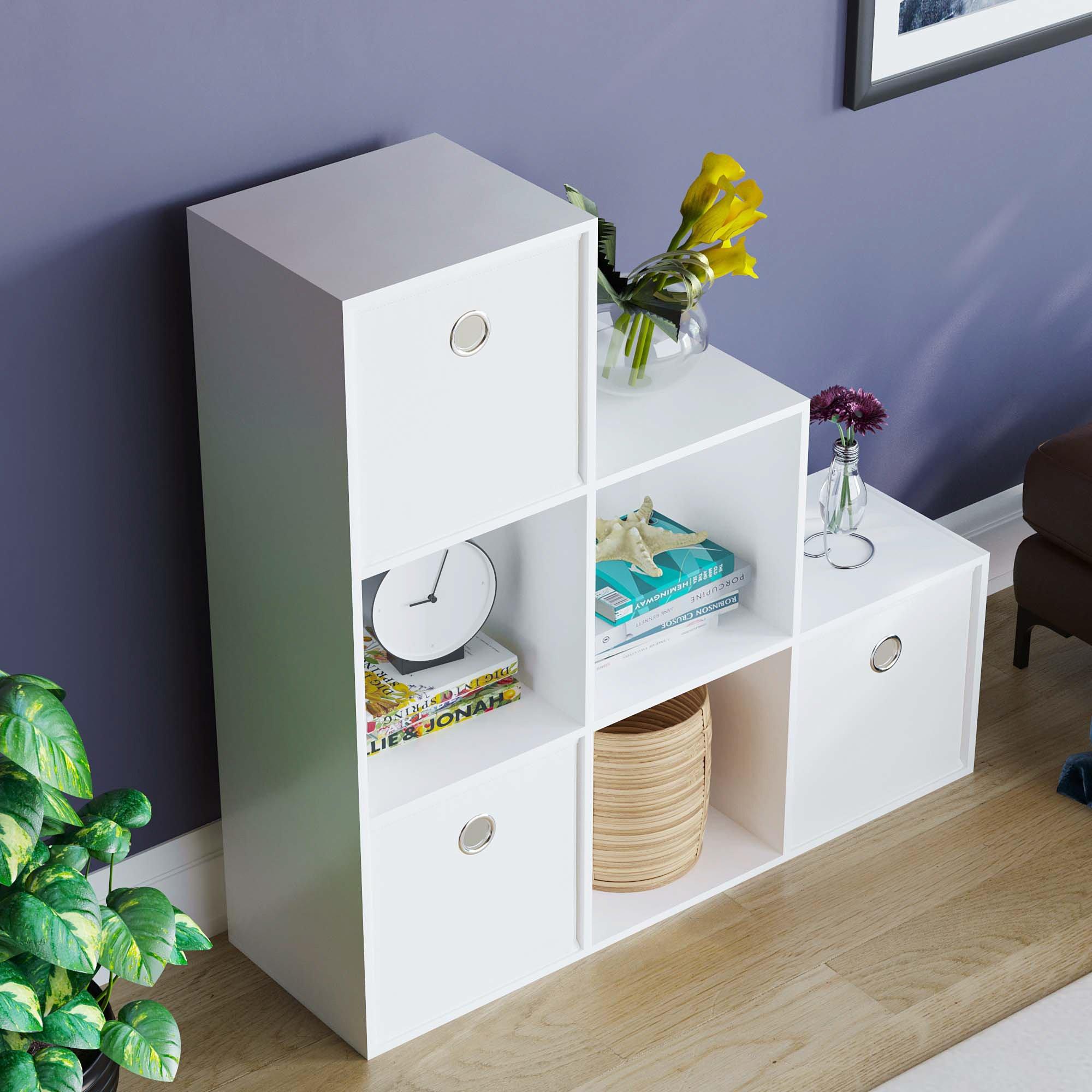 White - Lassic - 6 Cube Storage Unit (W) + Set of 3 Storage Cubes - 4