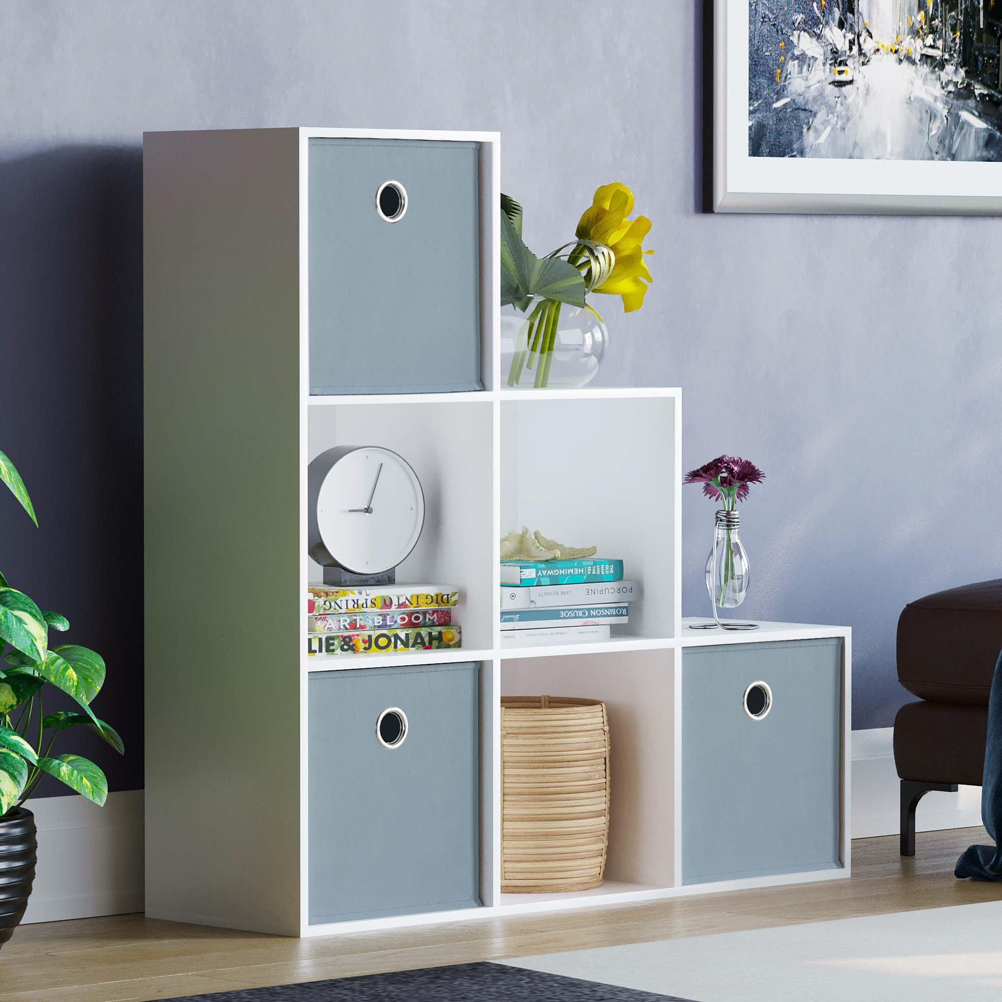 Grey - Lassic - 6 Cube Storage Unit (W) + Set of 3 Storage Cubes - 1