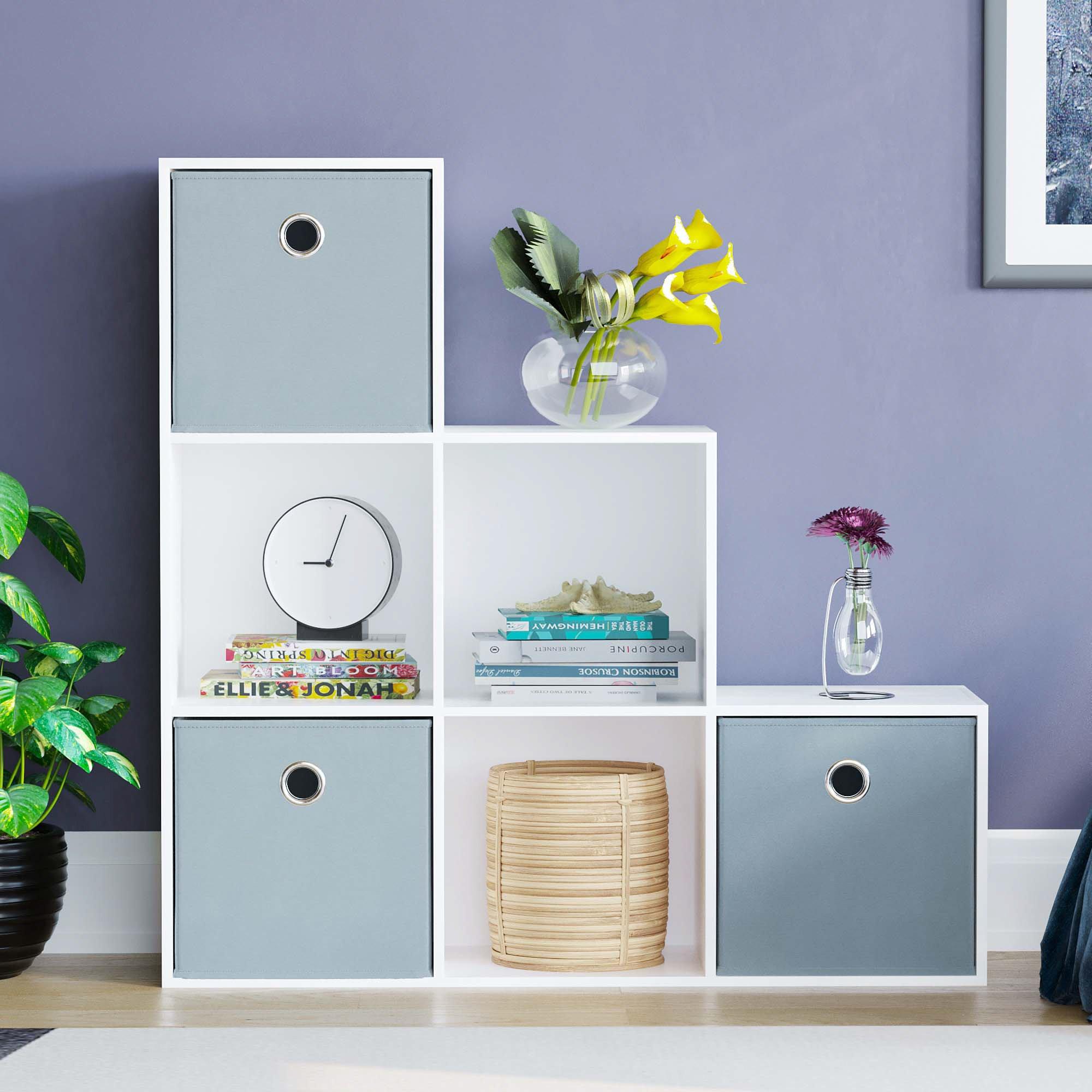 Grey - Lassic - 6 Cube Storage Unit (W) + Set of 3 Storage Cubes - 3