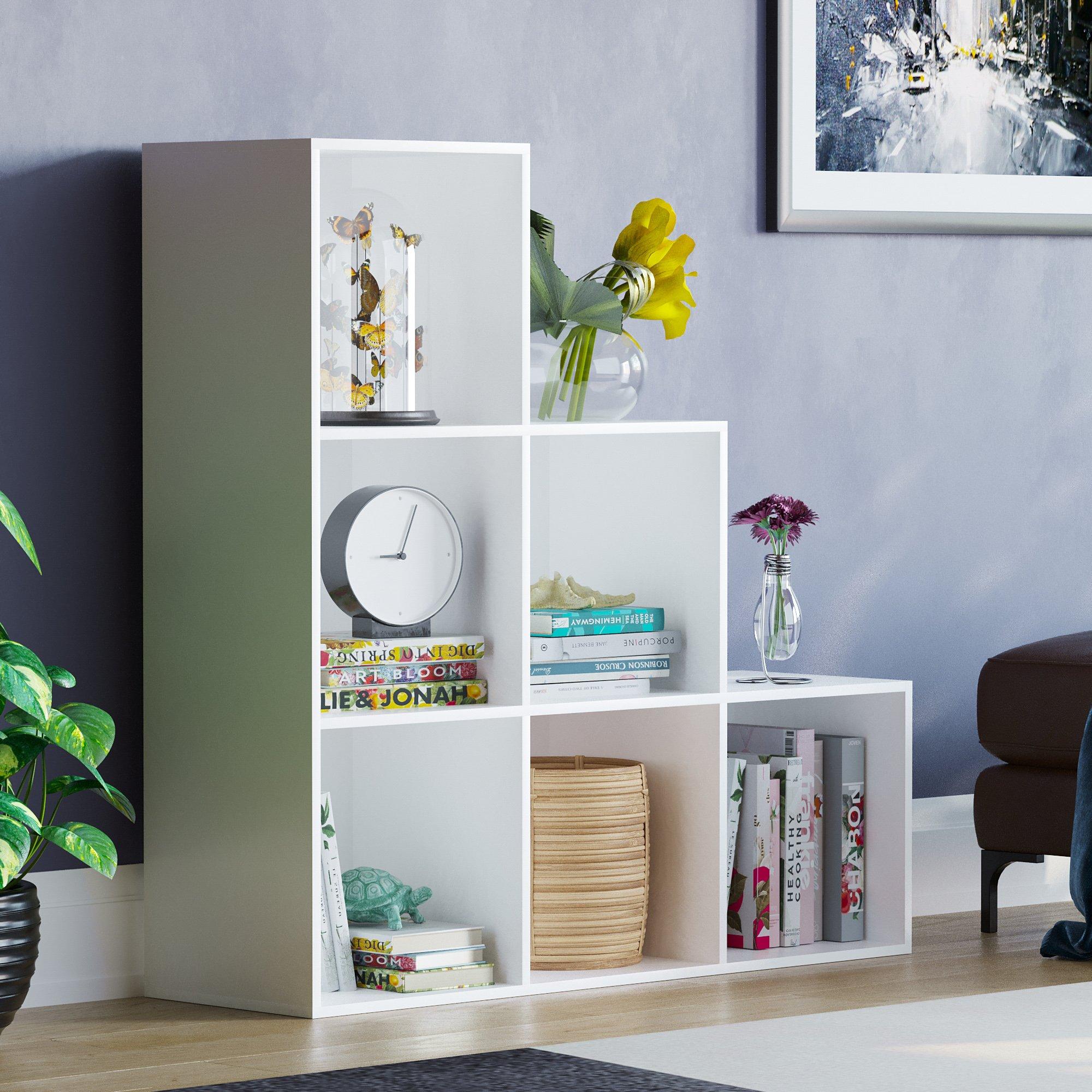 Grey - Lassic - 6 Cube Storage Unit (W) + Set of 3 Storage Cubes - 7