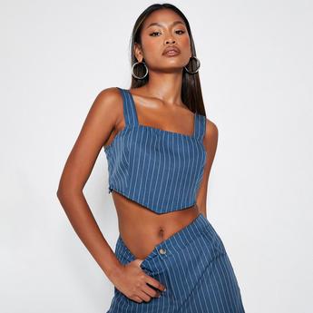 I Saw It First ISAWITFIRST Pinstripe Square Neck Tailored Bralet