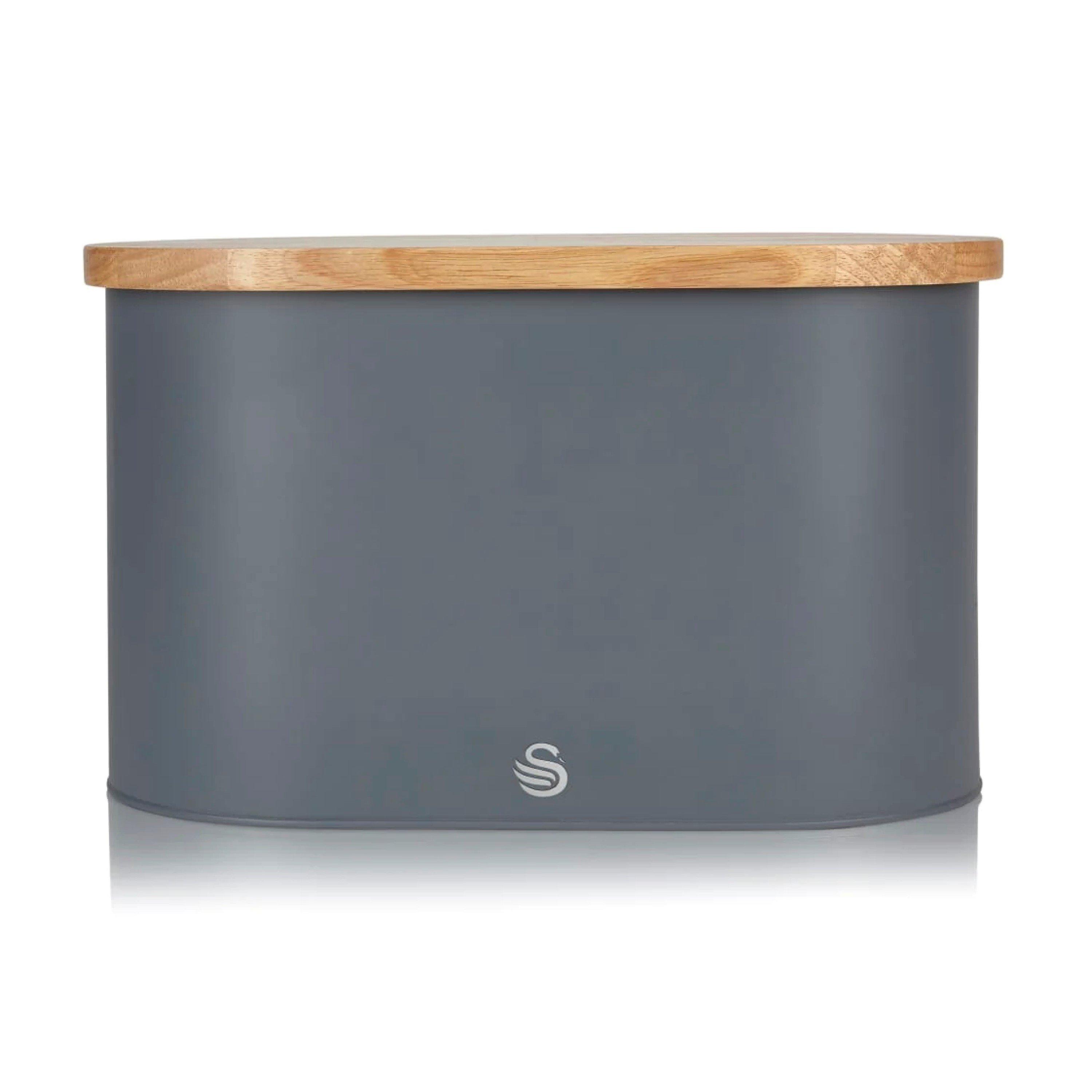 Grey - Swan - Nordic Oval Bread Bin w/Cutting Board Lid Grey - 1