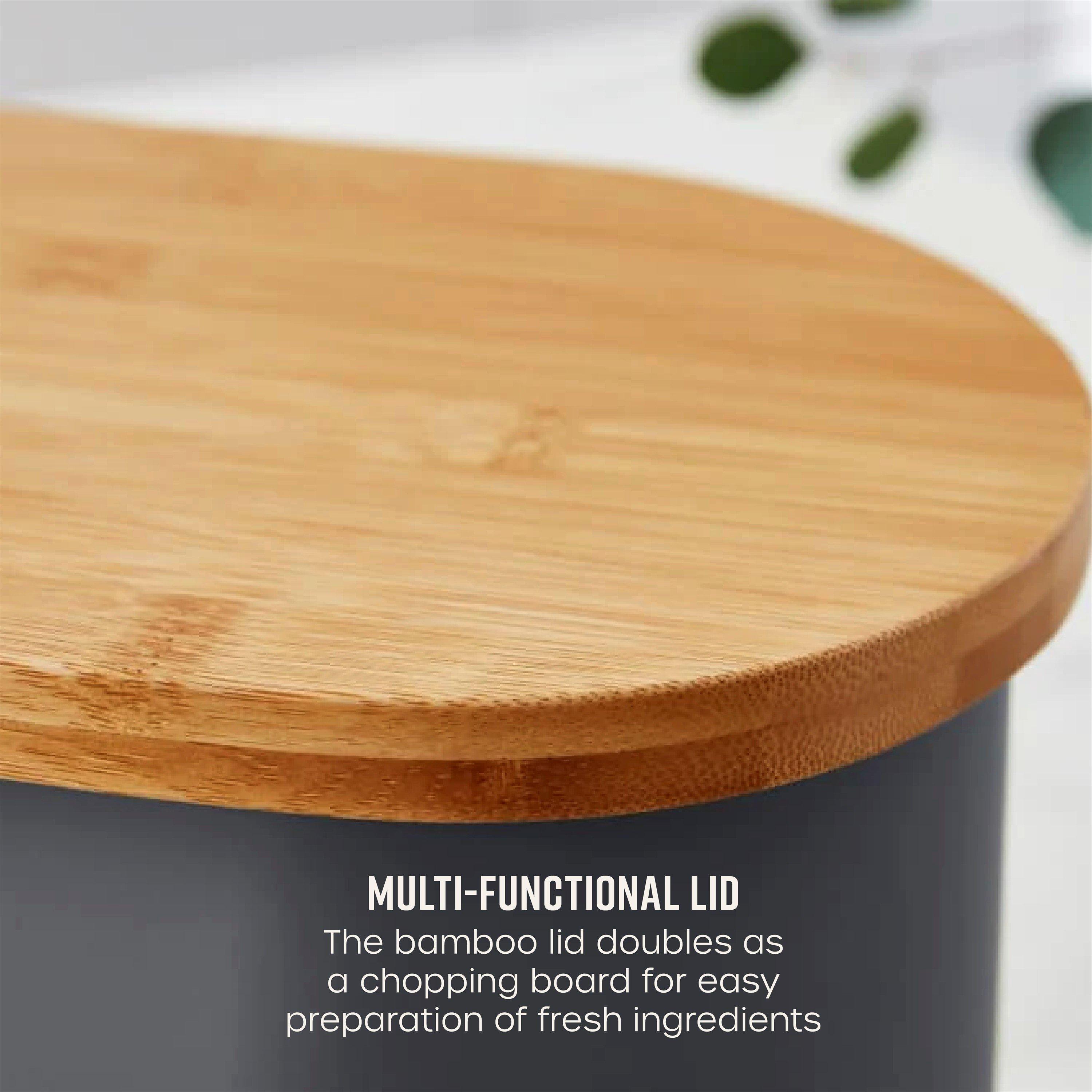 Grey - Swan - Nordic Oval Bread Bin w/Cutting Board Lid Grey - 4