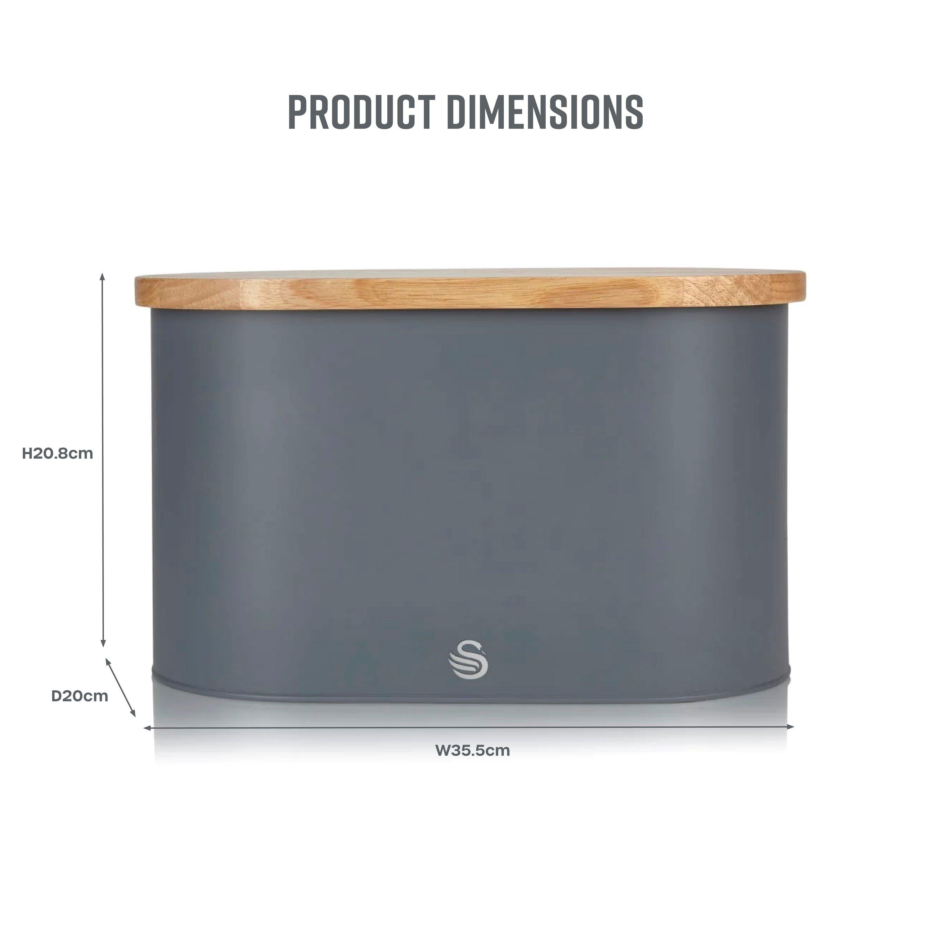 Grey - Swan - Nordic Oval Bread Bin w/Cutting Board Lid Grey - 8