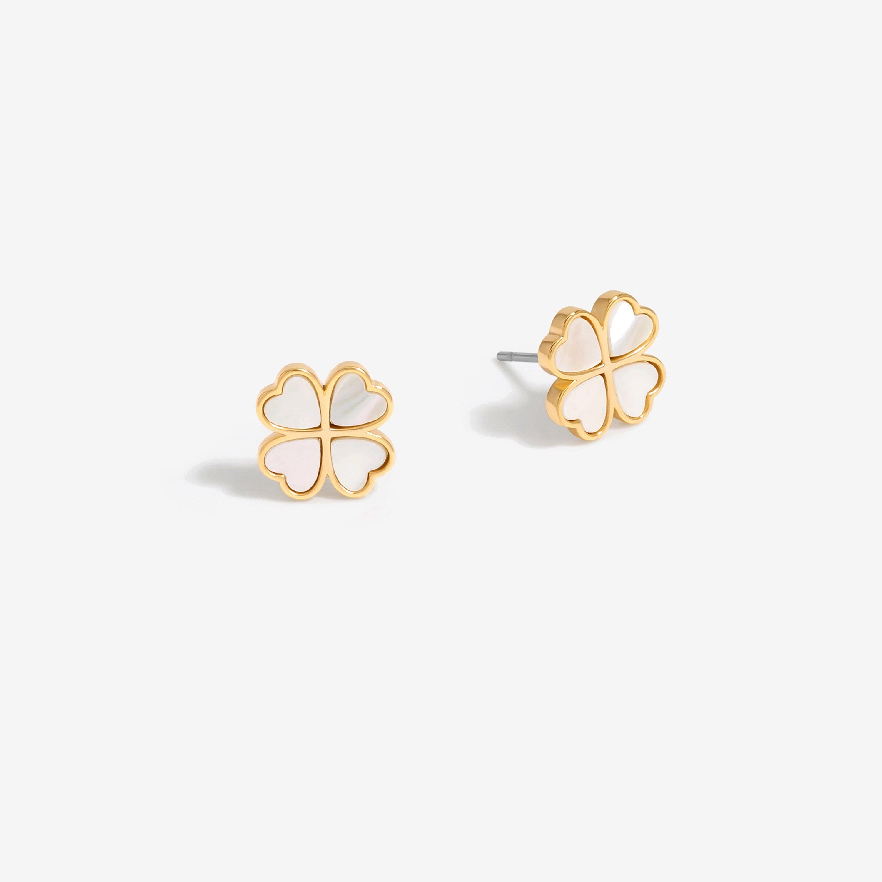 Gold - Jon Richard - Gold Plated And Mother Of Pearl Heart Clover Stud - 1
