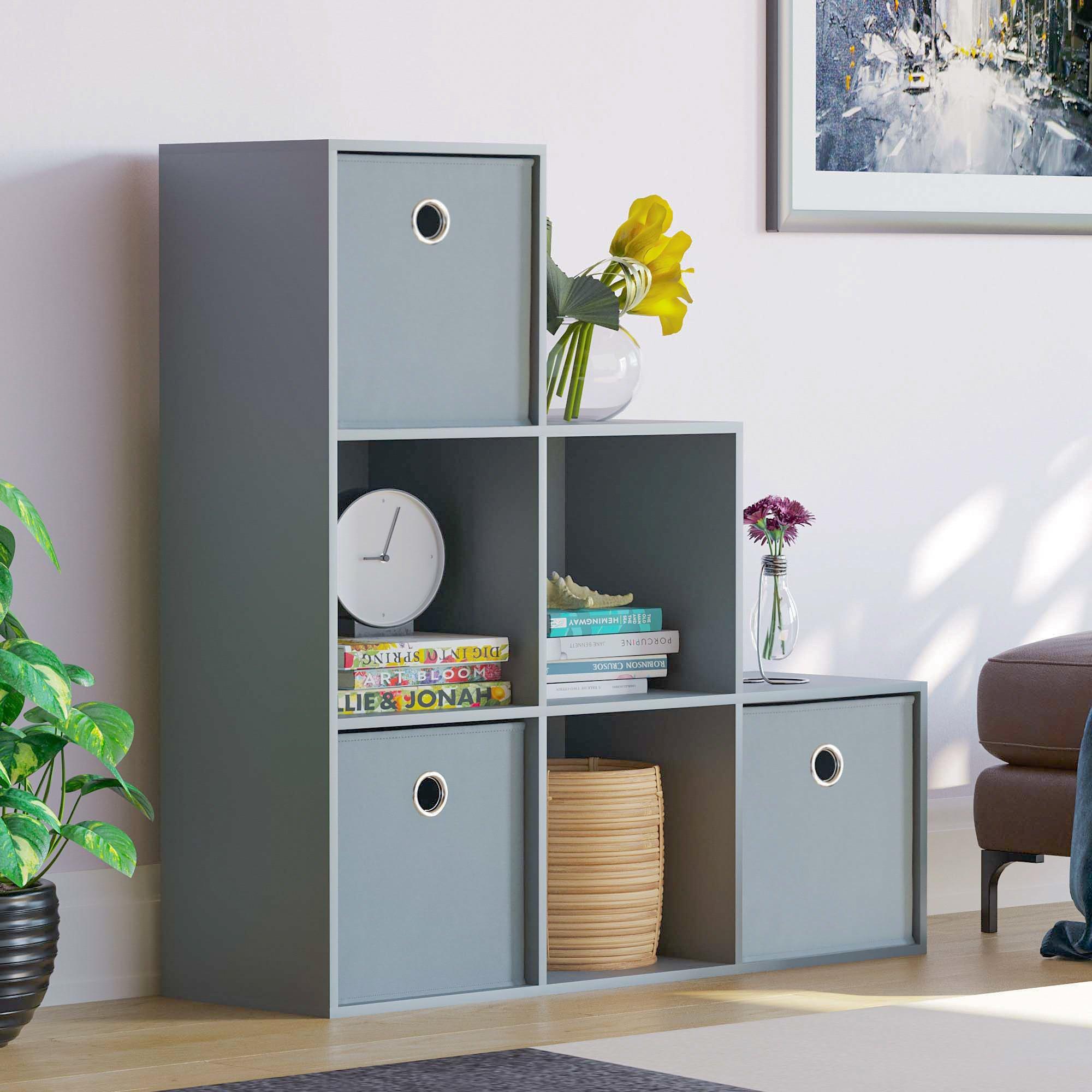 Grey - Lassic - 6 Cube Storage Unit (G) + Set of 3 Storage Cubes - 1