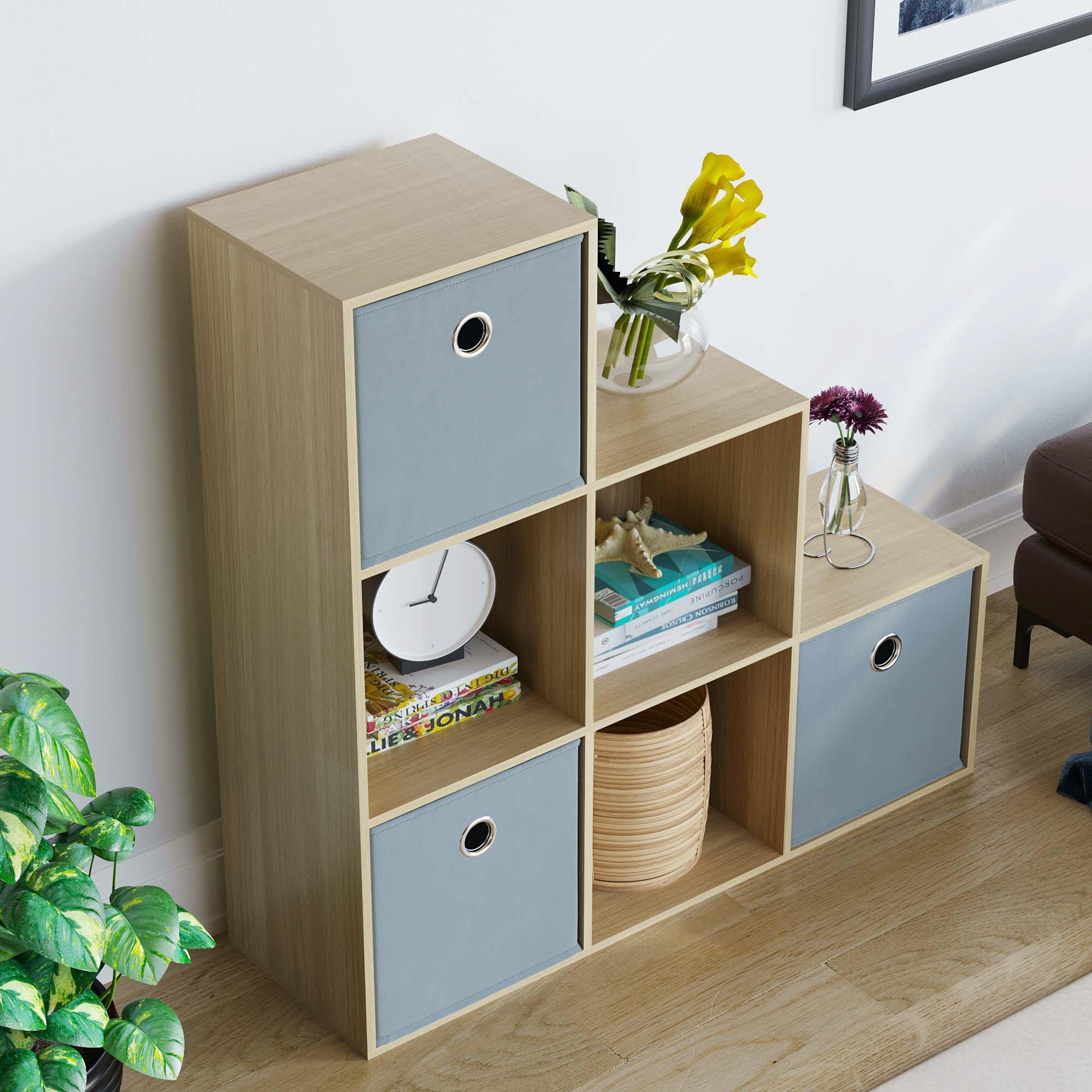 Grey - Lassic - 6 Cube Storage Unit (O) + Set of 3 Storage Cubes - 4