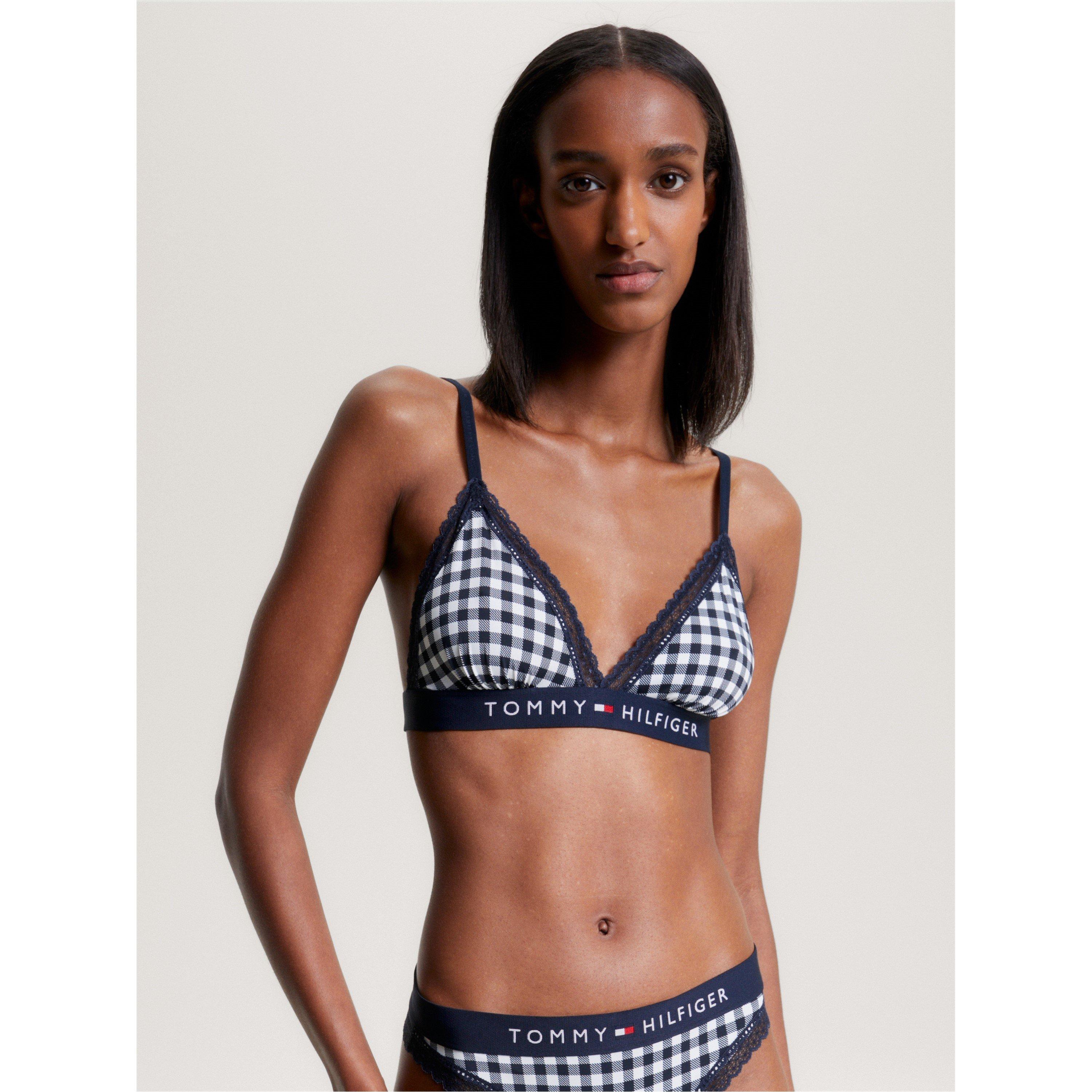 Tommy Hilfiger Women's Print Triangle Bralette - Gingham - 8 (XS)