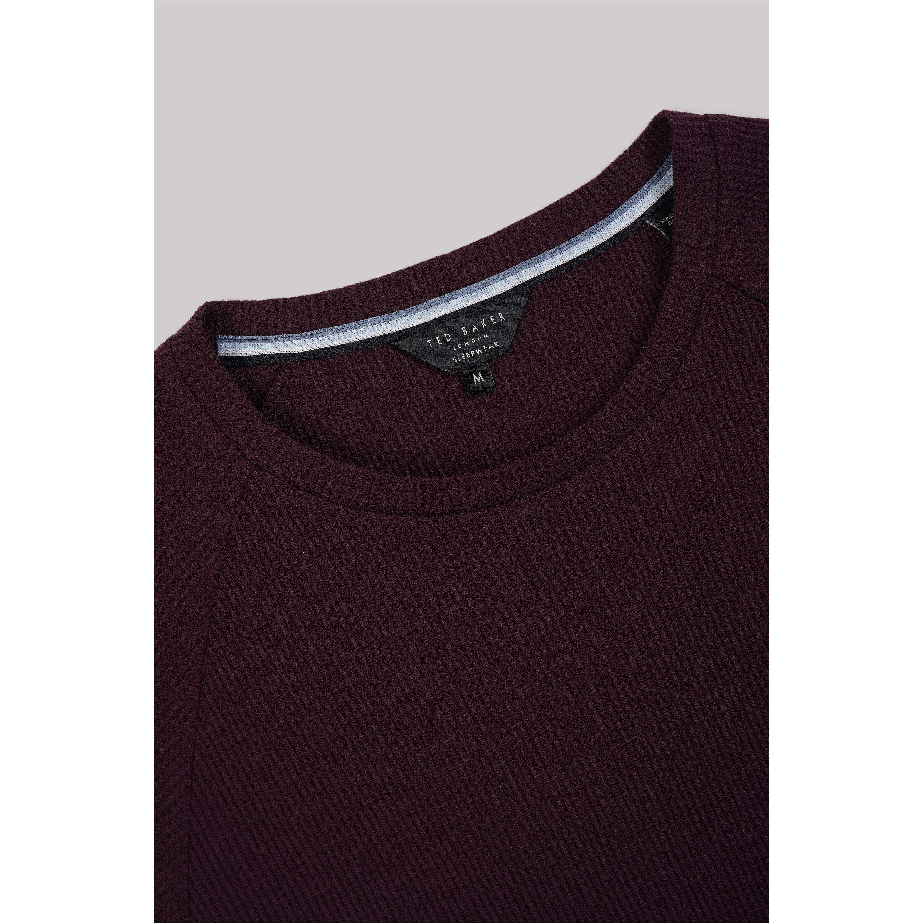 Maroon - Ted Baker - Ted Baker Waffle Long Sleeve Top & Jogger Set - 1